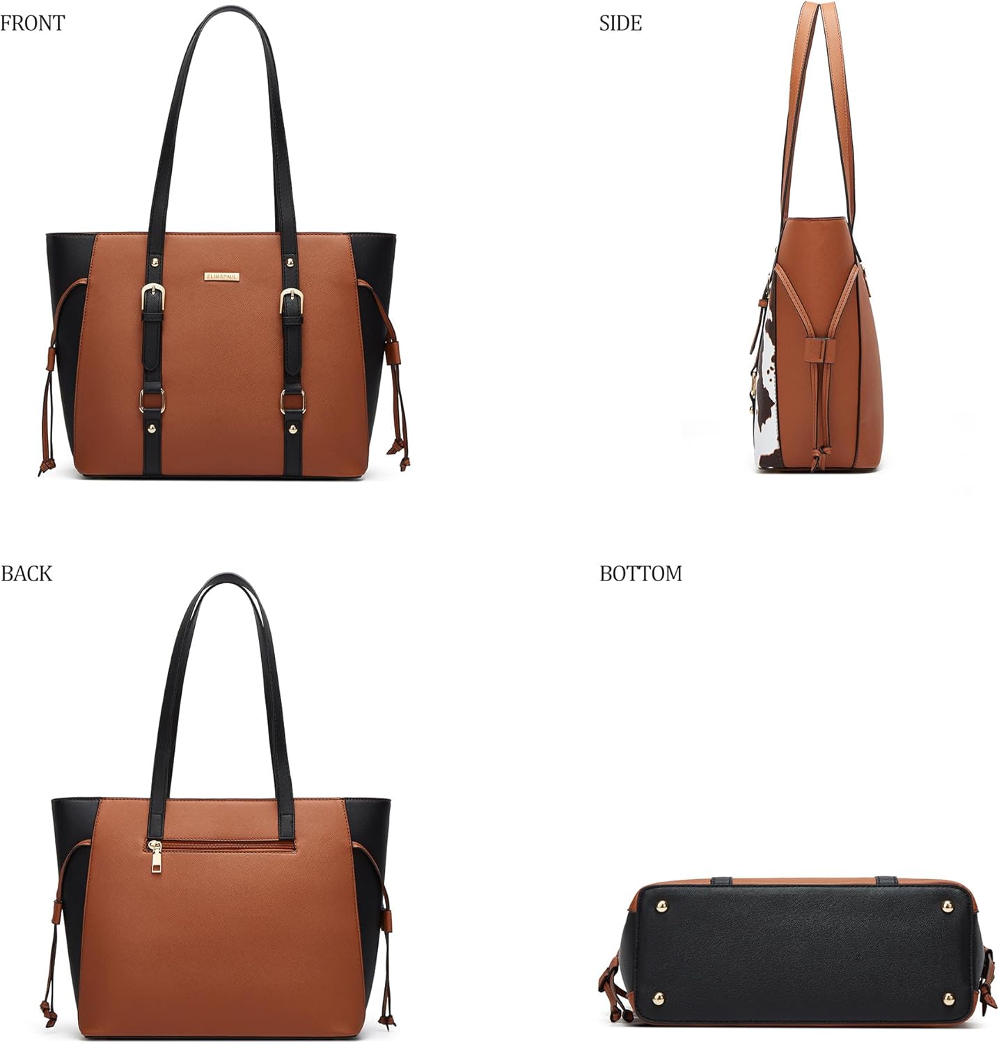 Women Fashion Synthetic Leather Handbags Tote Bag Shoulder Bag Top Handle Satchel Purse Set 4pcs - Image 3