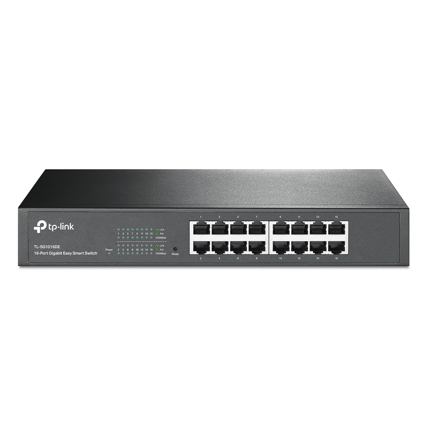 TP-Link TL-SG1016DE 16-Port Gigabit Easy Smart Switch with 16 10/100/1000 Mbps RJ45 Ports, MTU/Port/Tag-Based VLAN, QoS and IGMP, Black