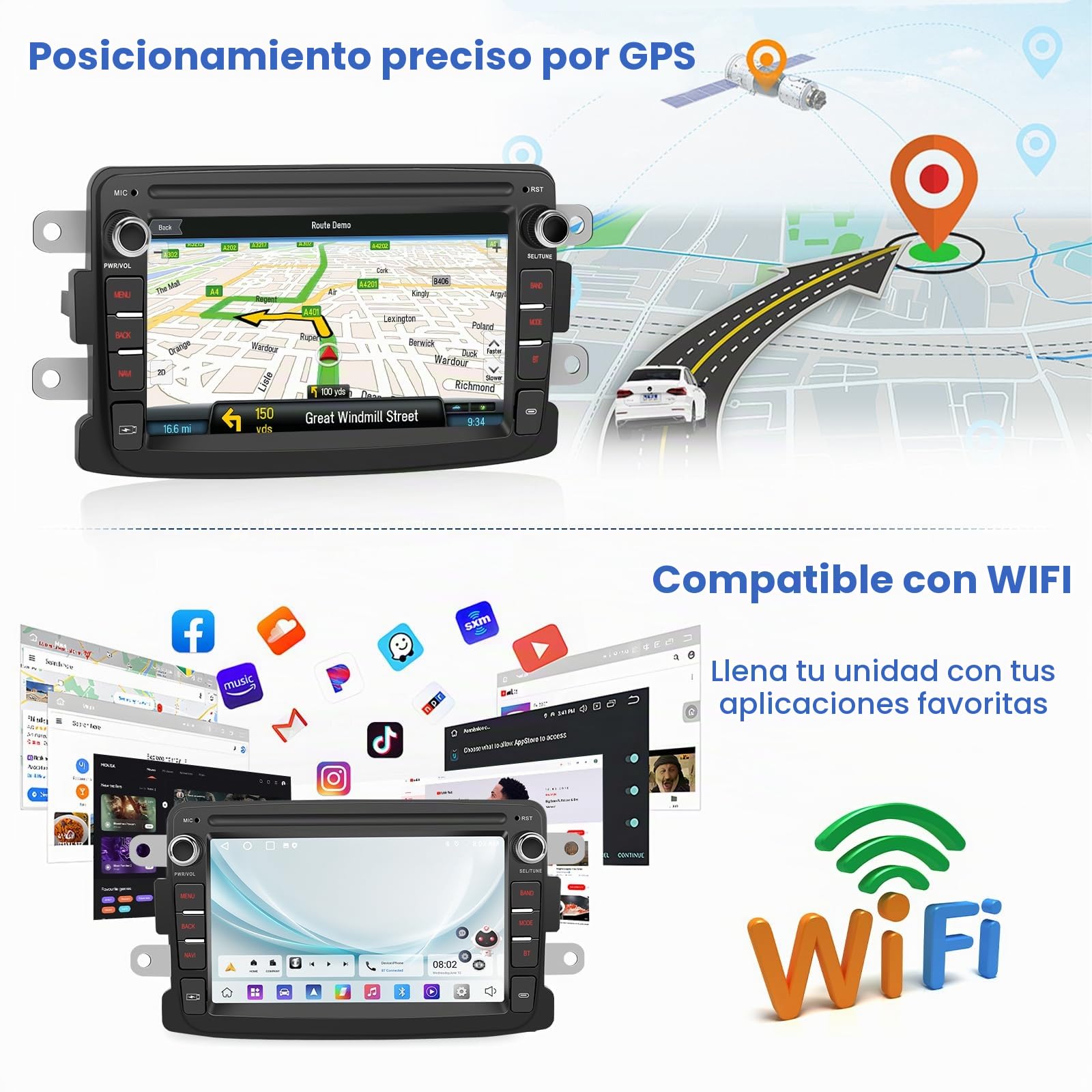 Inefala 2G+64G Autoradio Android 15 para Dacia Duster Sandero Logan Dokker