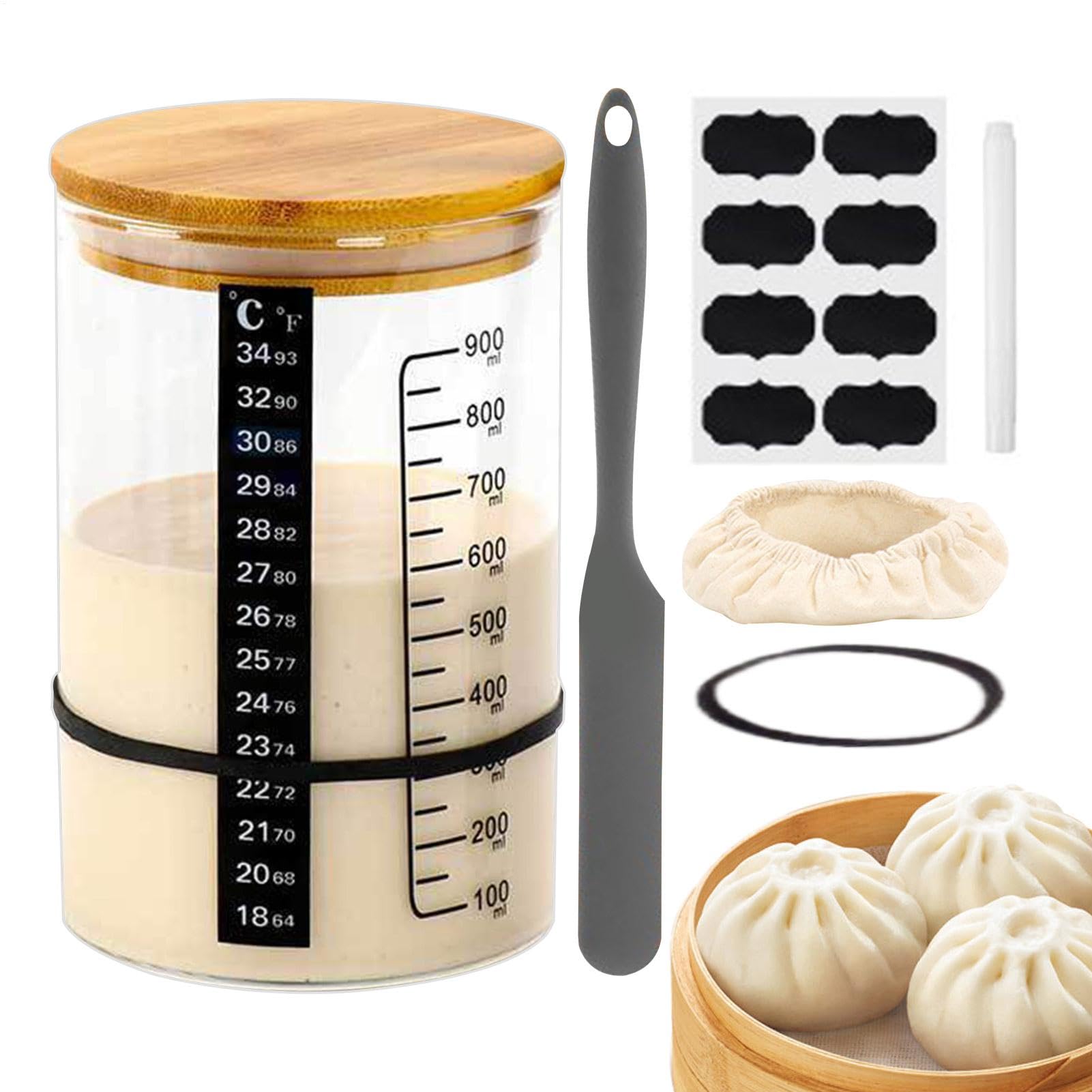 Pot de starter au levain en verre de grande capacité pour la cuisson de pain maison