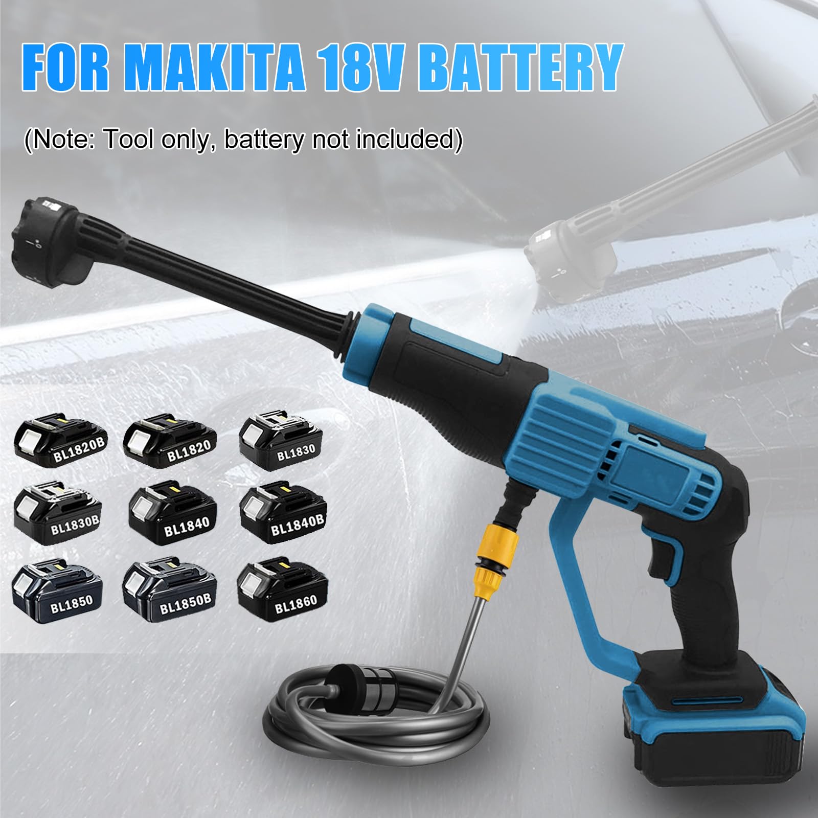 Nettoyeur Haute Pression Sans Fil 30 Bar Avec Batterie Makita 18V - Portable, Buse 6-en-1, Idéal Pour Voiture, Maison, Jardin