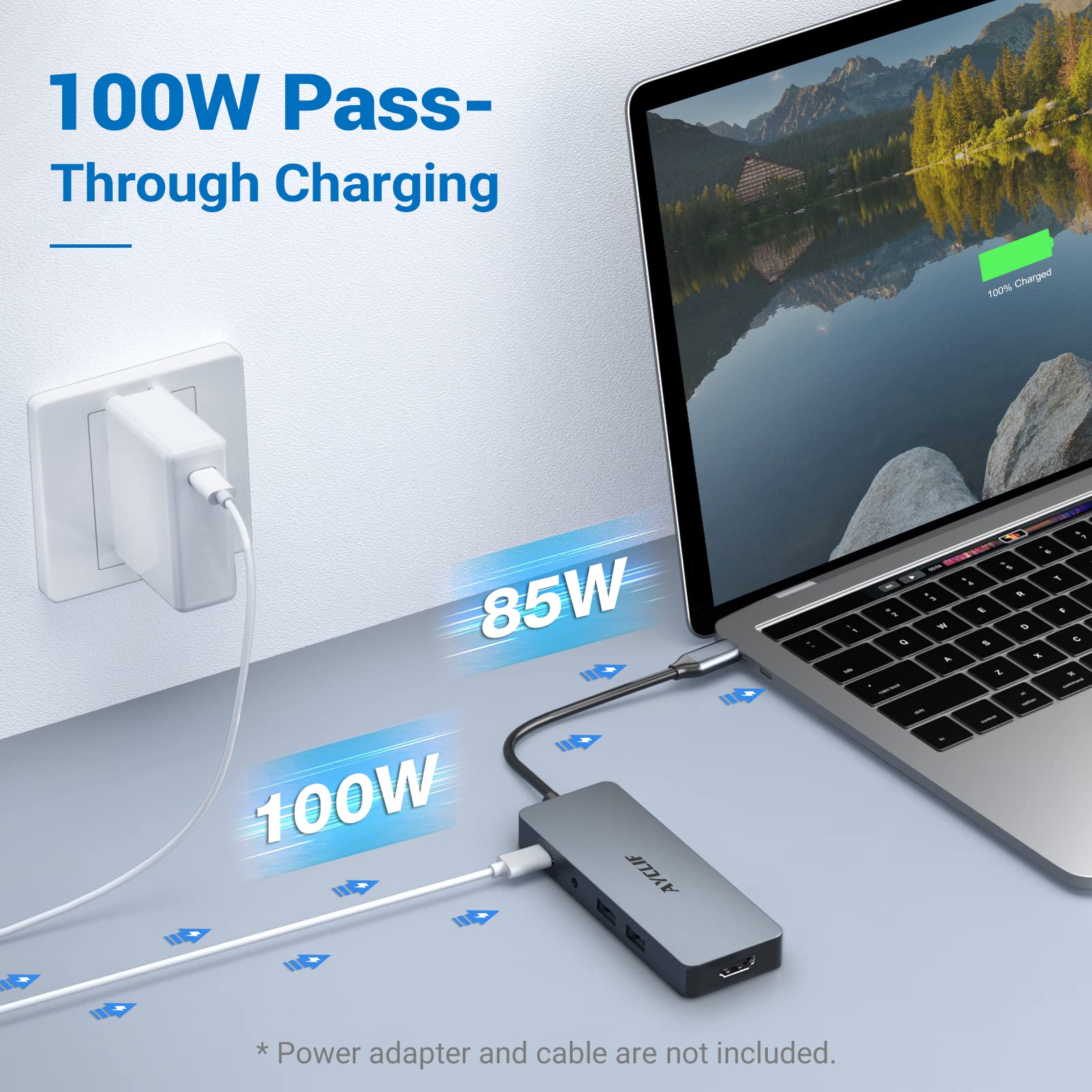 Hub USB C 10 in 1, Adattatore USB C Adattatore MacBook Pro/Air Ipad Pro con Uscita HDMI 4K, Compatibile per Laptop, Surface Pro 8 (PD 100W USB 3.0 Lettore di Schede TF)