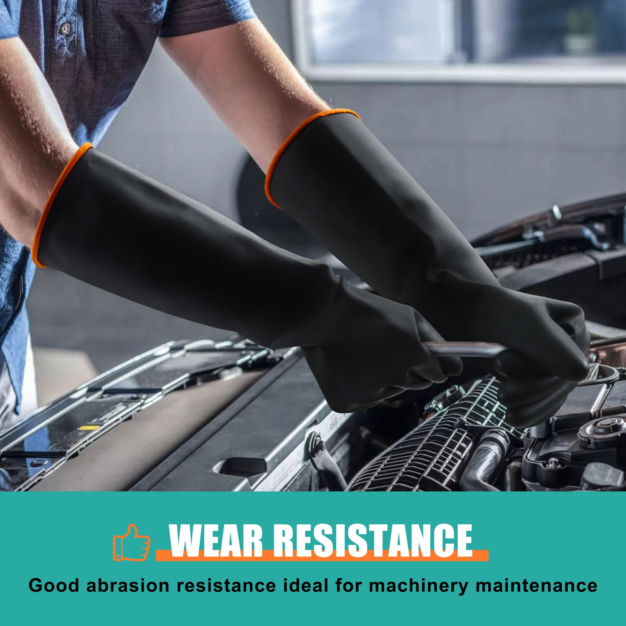 Guanti in lattice, resistenti agli agenti chimici, riutilizzabili, resistenti, guanti lunghi in gomma, guanti da lavastoviglie, guanti di sicurezza industriali da uomo, protezione avambraccio