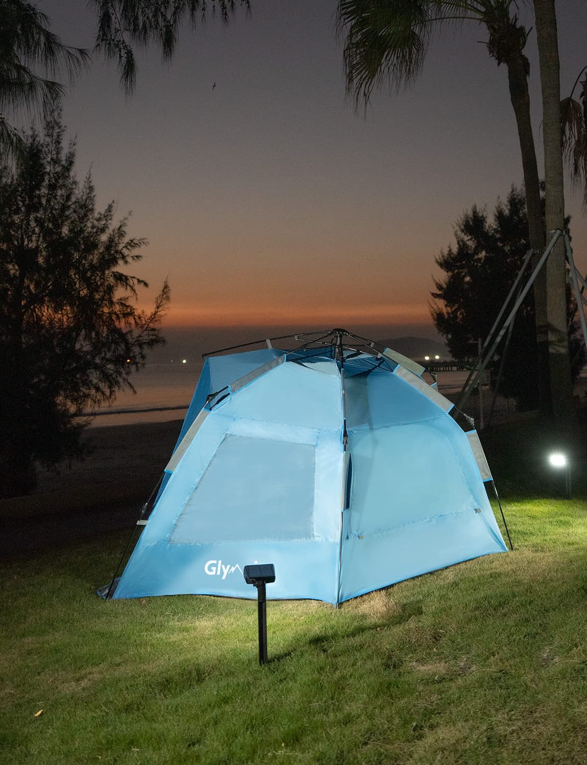 Glymnis Strandmuschel Quick Up Strandzelt Automatisches Strand Zelt UV-Schutz 50+ Windschutz Sonnenschutz mit Quick-Up System kleines Packmaß für 4-5 Personen
