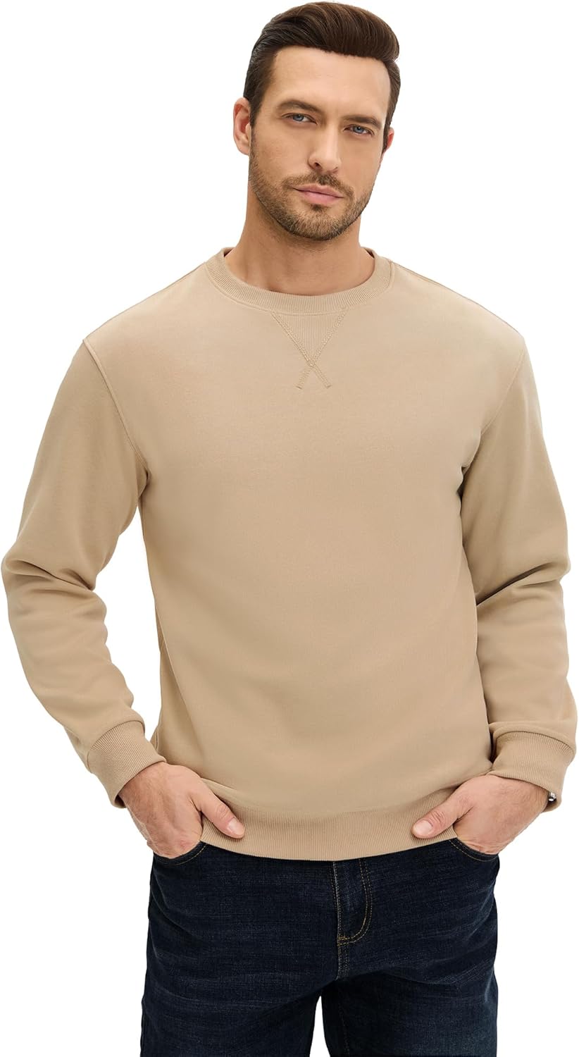 PLEPAN Men's Fleece Lined Crewneck Sweatshirts Fleece Cotton Pullover Casual Basic Thermal Sweater Winter - Image 4