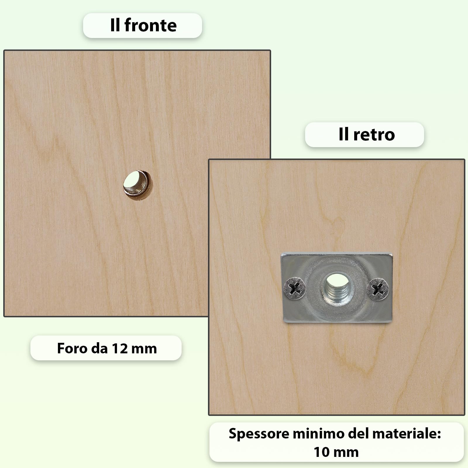 ALPIDEX 100 Dadi a T M10 Base Rettangolare da Avvitare Zincati DIN EN 12572-2 per Arrampicata, Prese Climbing e Mobili