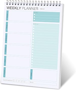 Weekly Planner To Do List Notepad for Work & Daily Life 6.5 x 10 in Green | Undated Layout,Thick No-Bleed Pages,Smooth Writing,Weekly Agenda Organizer for Students,Office,Home