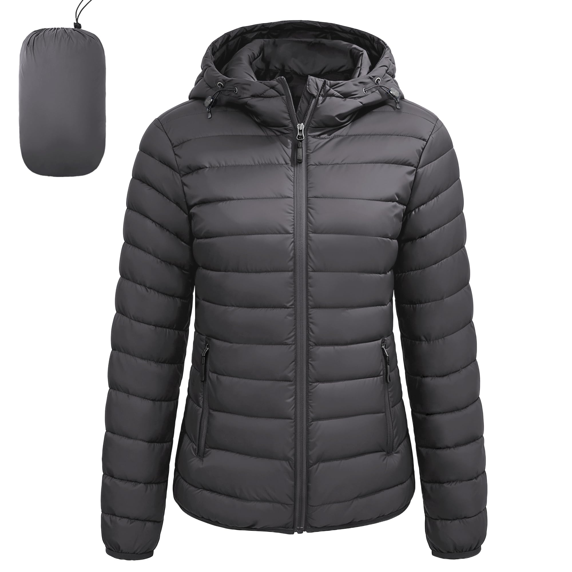 Puffer Jacket Womens Packable Puffy Coats Down Hood Jacket