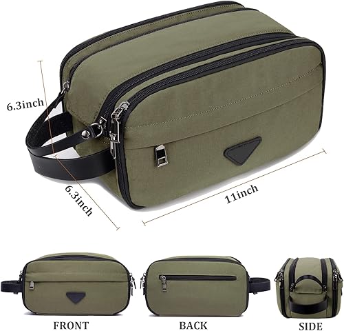 Miniatura 4 de CROCOD Neceser de viaje para hombre, organizador de artículos de aseo de cuero, kit Dopp para hombre, resistente al agua, bolsa de afeitar para