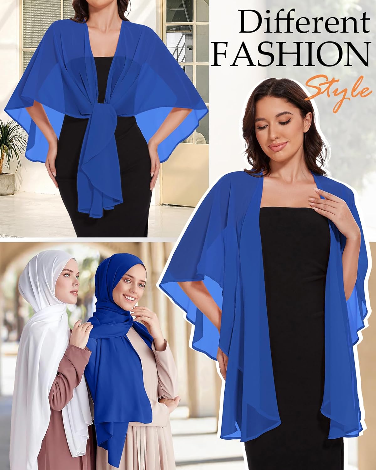 CHICGAL Shawls and Wraps for Evening Dresses Sheer Womens Chiffon Scarf Wedding Bridal Cover Up - Image 2