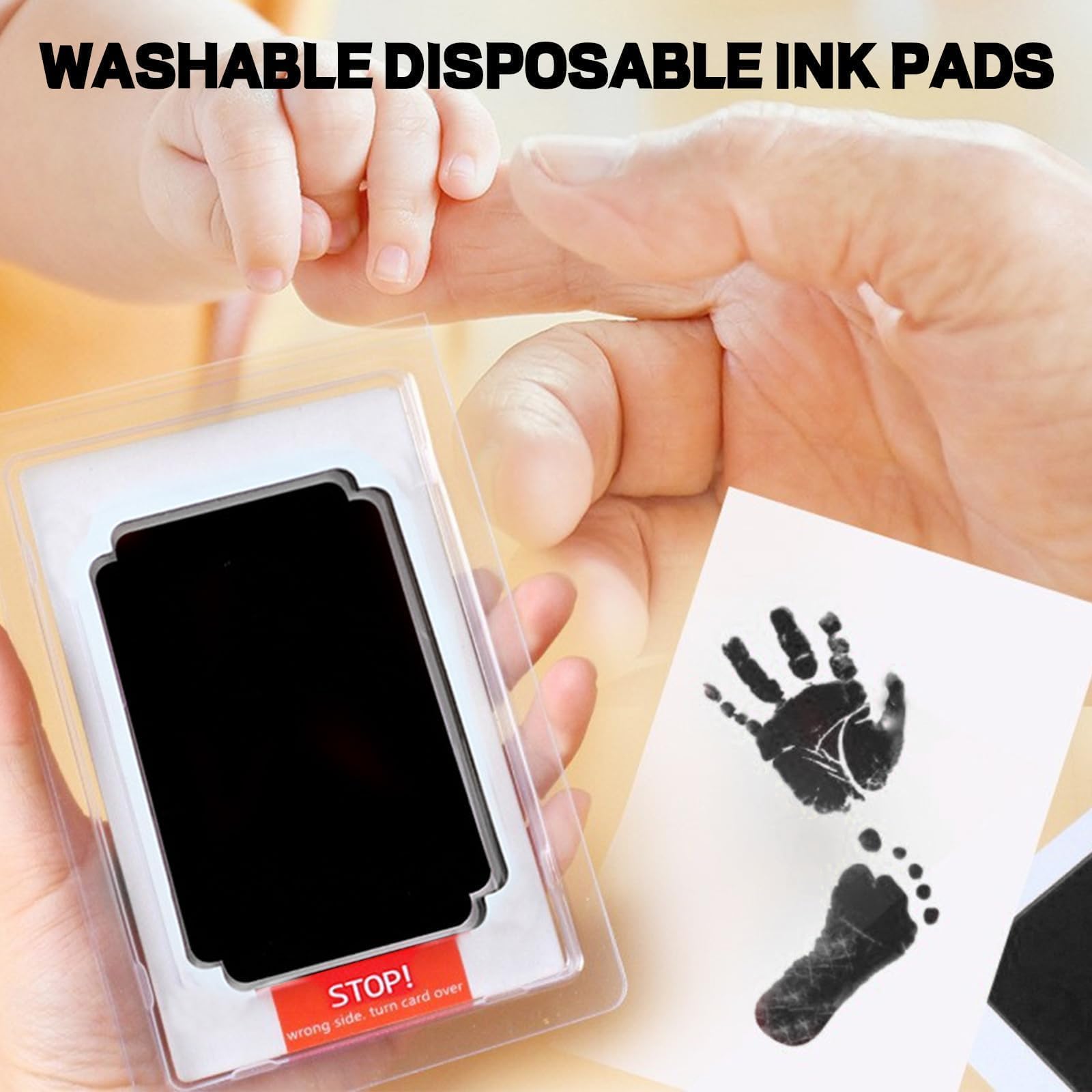 6 Pieces Footprint Baby Qiundar Baby Imprint Set Baby Footprint Set, Handprint Clean Touch Ink Pad - Image 4