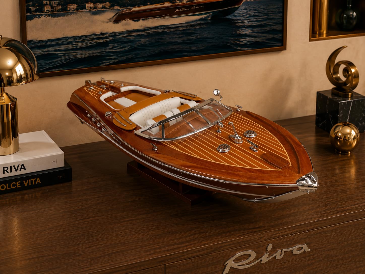 Générique maquette bateau bois Riva Aquarama 55 cm modelisme