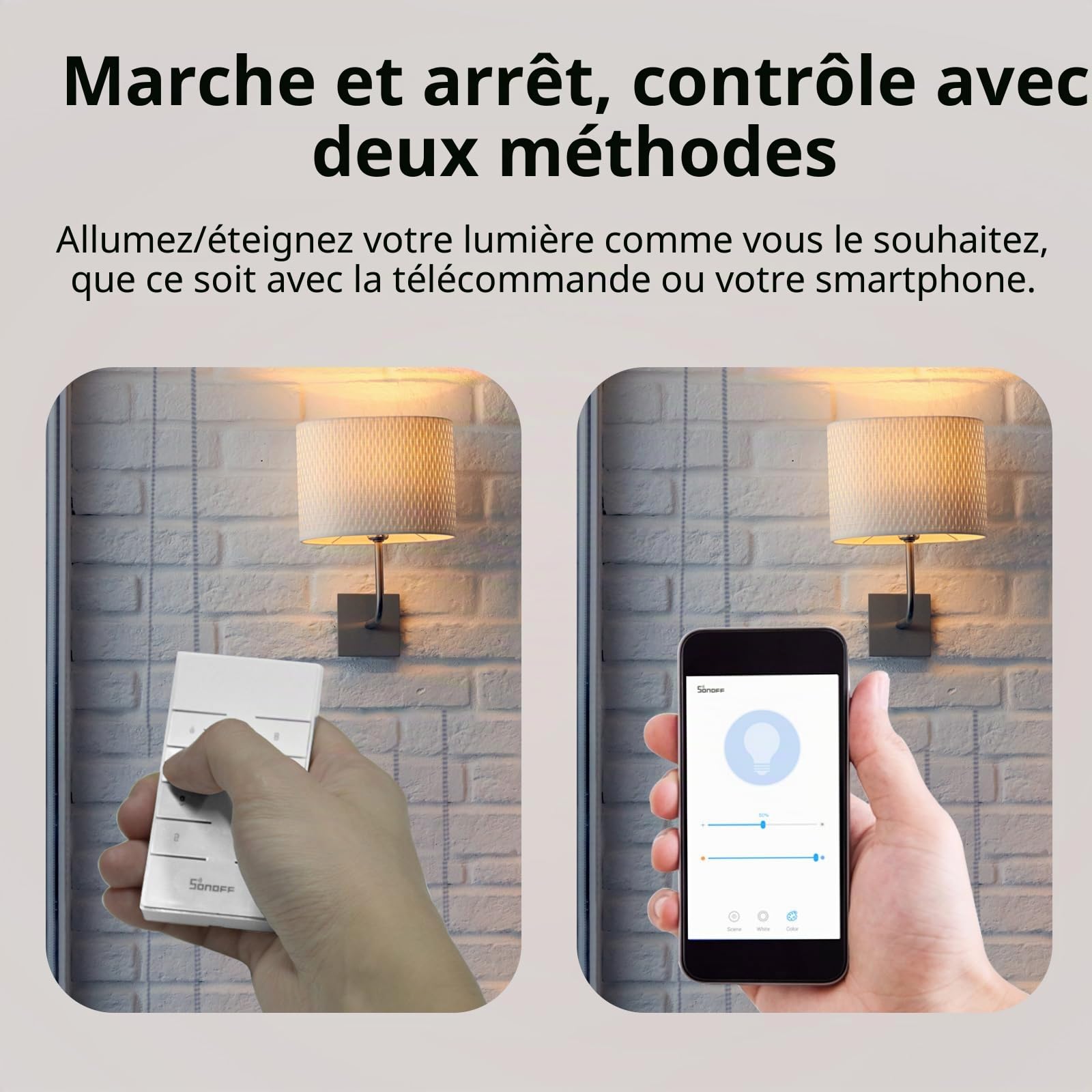 SONOFF D1 Variateur radio pour lampes à LED, interrupteur variateur Smart Wlan avec télécommande/contrôleur RM433 pour LED et ampoules dimmables compatible Alexa