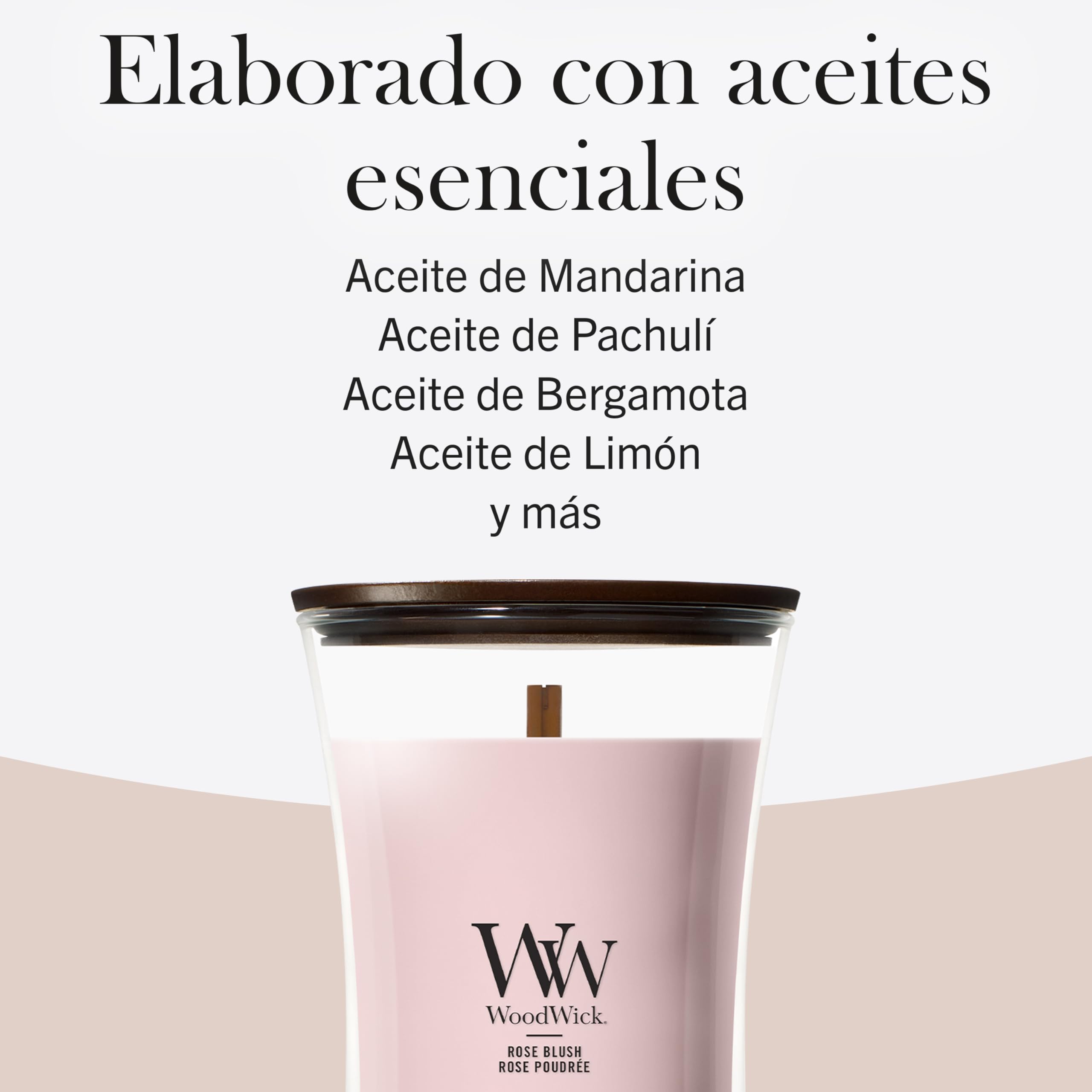 WoodWick Vela perfumada | Vela grande en forma de reloj de arena | Rose Blush | Regalos perfectos para mujeres