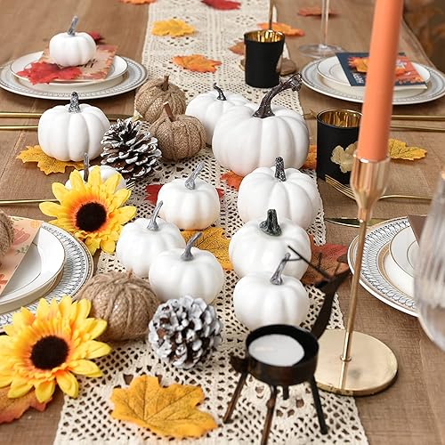 Miniatura 5 de DearHouse 65 calabazas artificiales, cosecha de arce, decoración de otoño, 15 calabazas de otoño y 50 hojas de arce para otoño, cosecha de Acción de