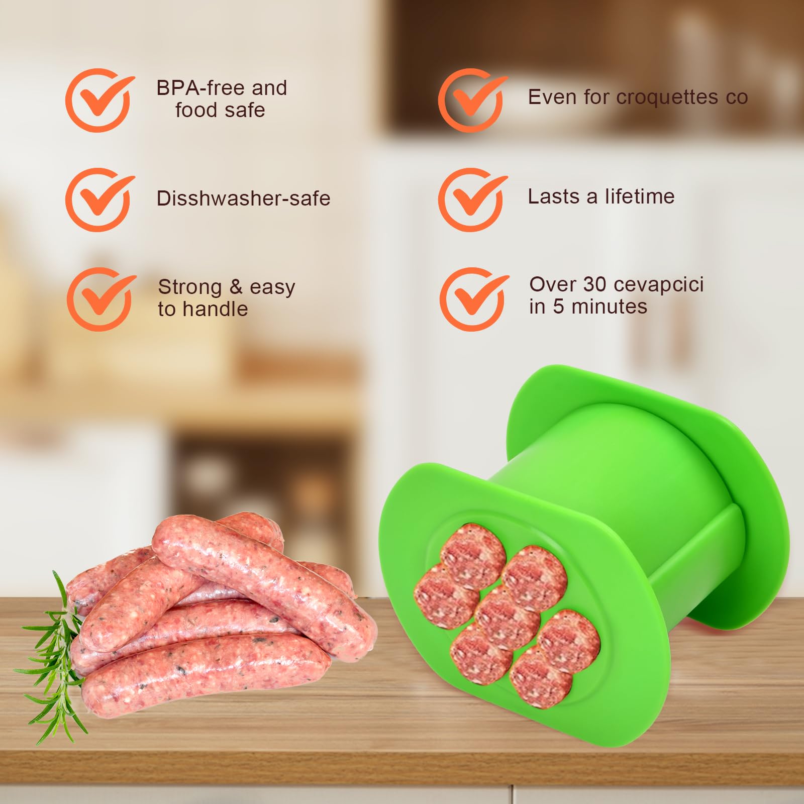 Cevapcici Press Maker: Stampo Per 7 Salsicce | Macchina Per Salsicce E Hot Dog | Gadget Barbecue