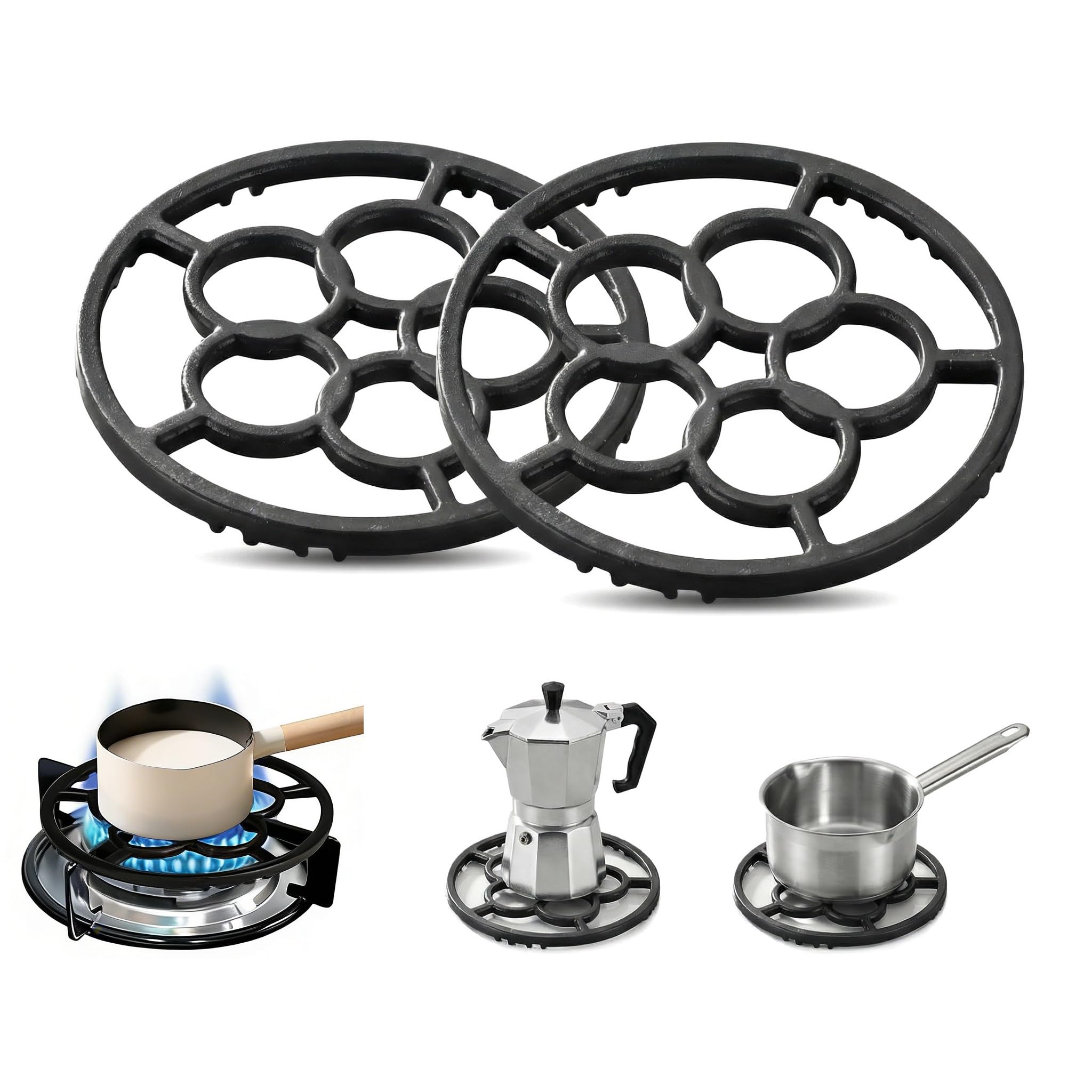 2 PCS Anillo de Soporte de Hierro Fundido para Wok Base para Hornillo de Gas Soporte para Cocina de Gas Soportes Universal para Cacerolas de Hierro Fundido Anillo de Soporte para Wok