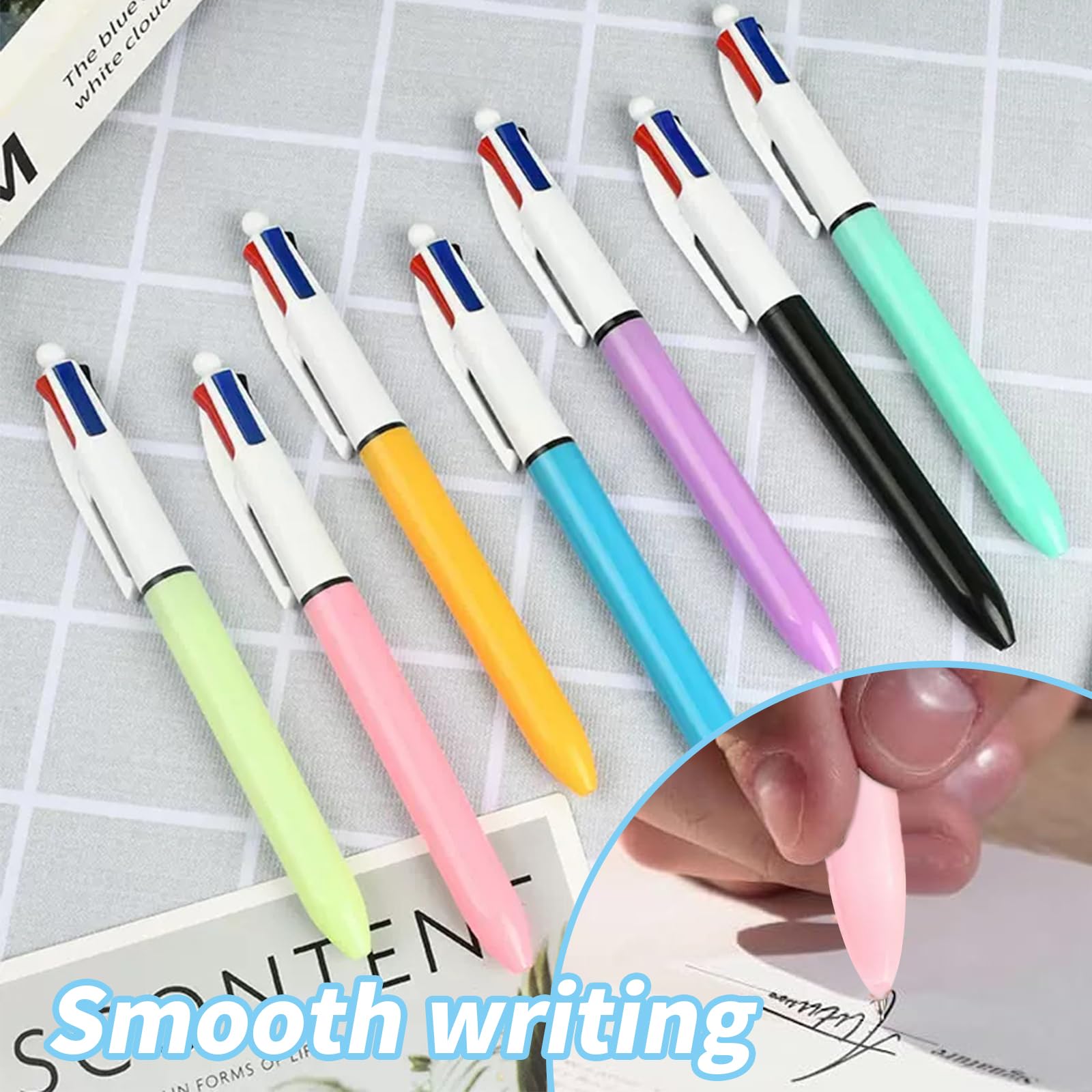 7 Pack 4 Colour Pens Multi Coloured Pen All in One, 4 in 1 Multi Pen Set Retractable Ballpoint - Image 3