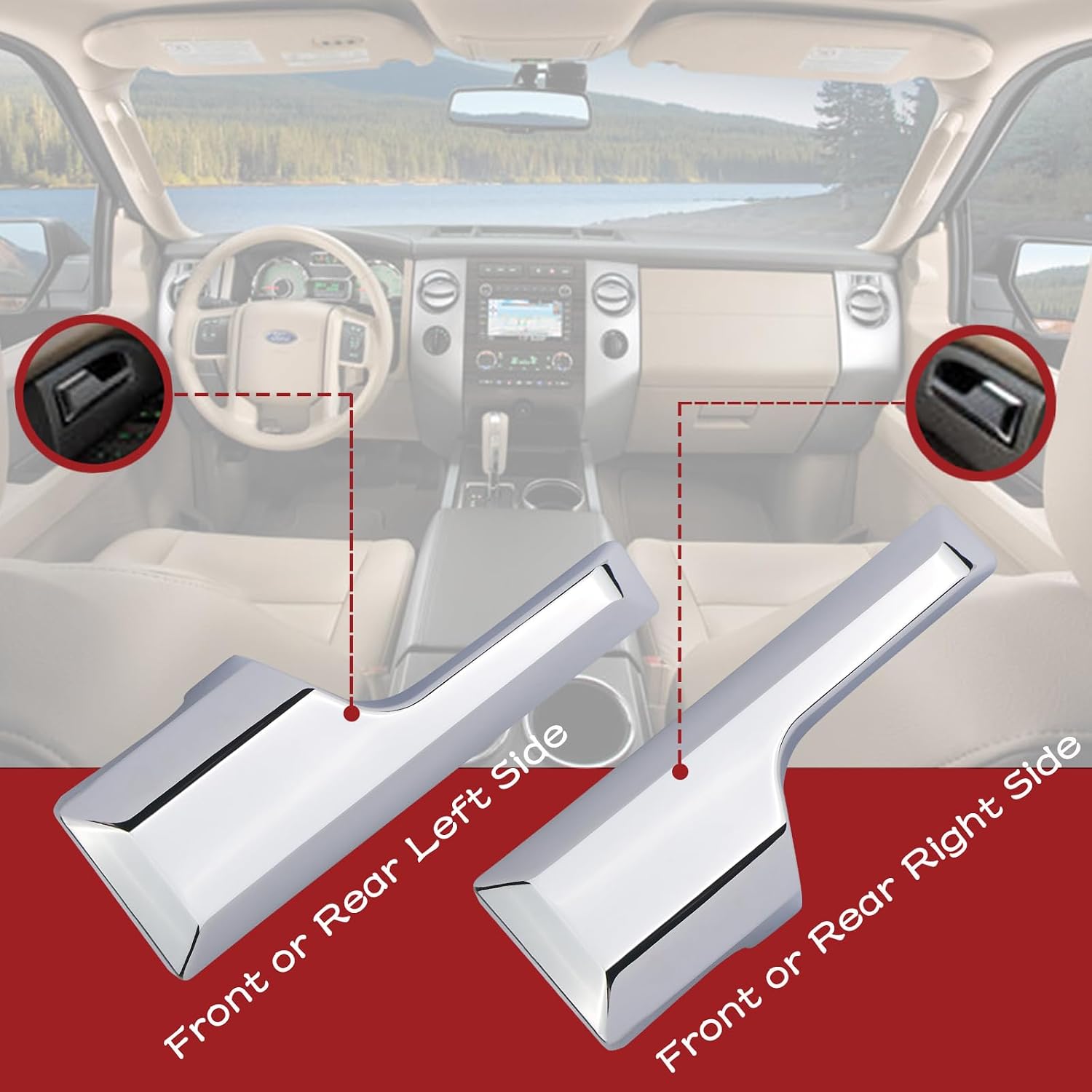 TQPONLY Interior Door Handle,Compatible with 2007-2017 Ford Expedition Lincoln Navigator,Front or Rear Lef&Right Side Door Part