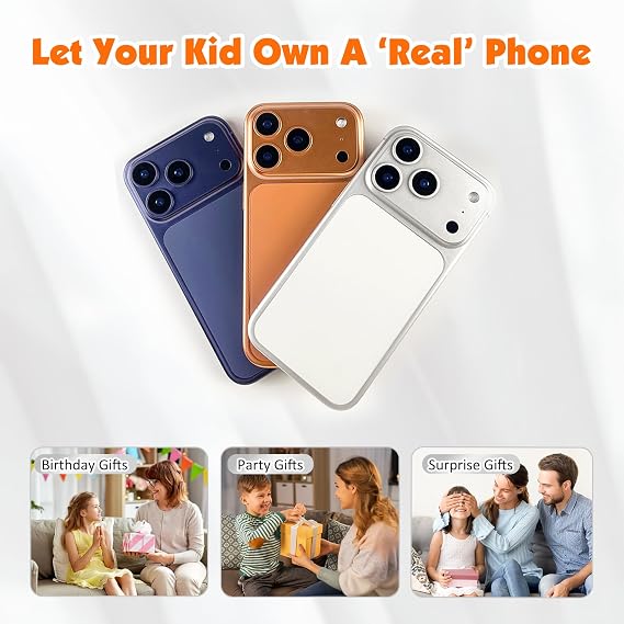 Dummy Fake Phone Model, Looks Like Real Phone Dummy Compatible with Phone 17 Pro, Prank Stuff Decoy Pear Non-Working Toy Phone 17 Pro for Kids (Orange)