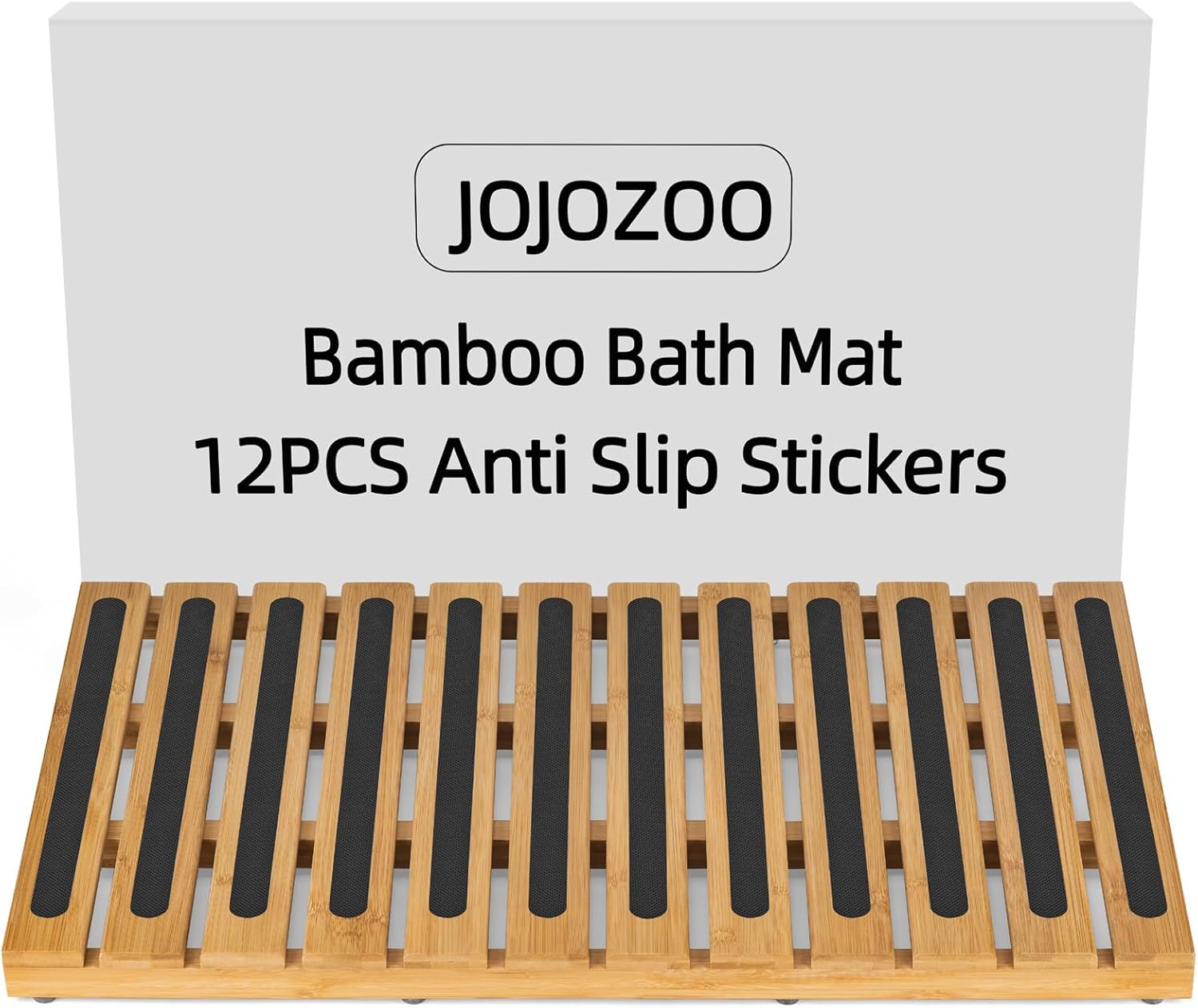 Bamboo Bath Mat, Bamboo Shower Mat for Bathroom, Non-Slip Bathroom Mat with Anti-Slip Stickers, Easy Clean Wooden Bath Floor Mat for Indoor Outdoor （ Natural, 25.59×16.14×1.57Inches）
