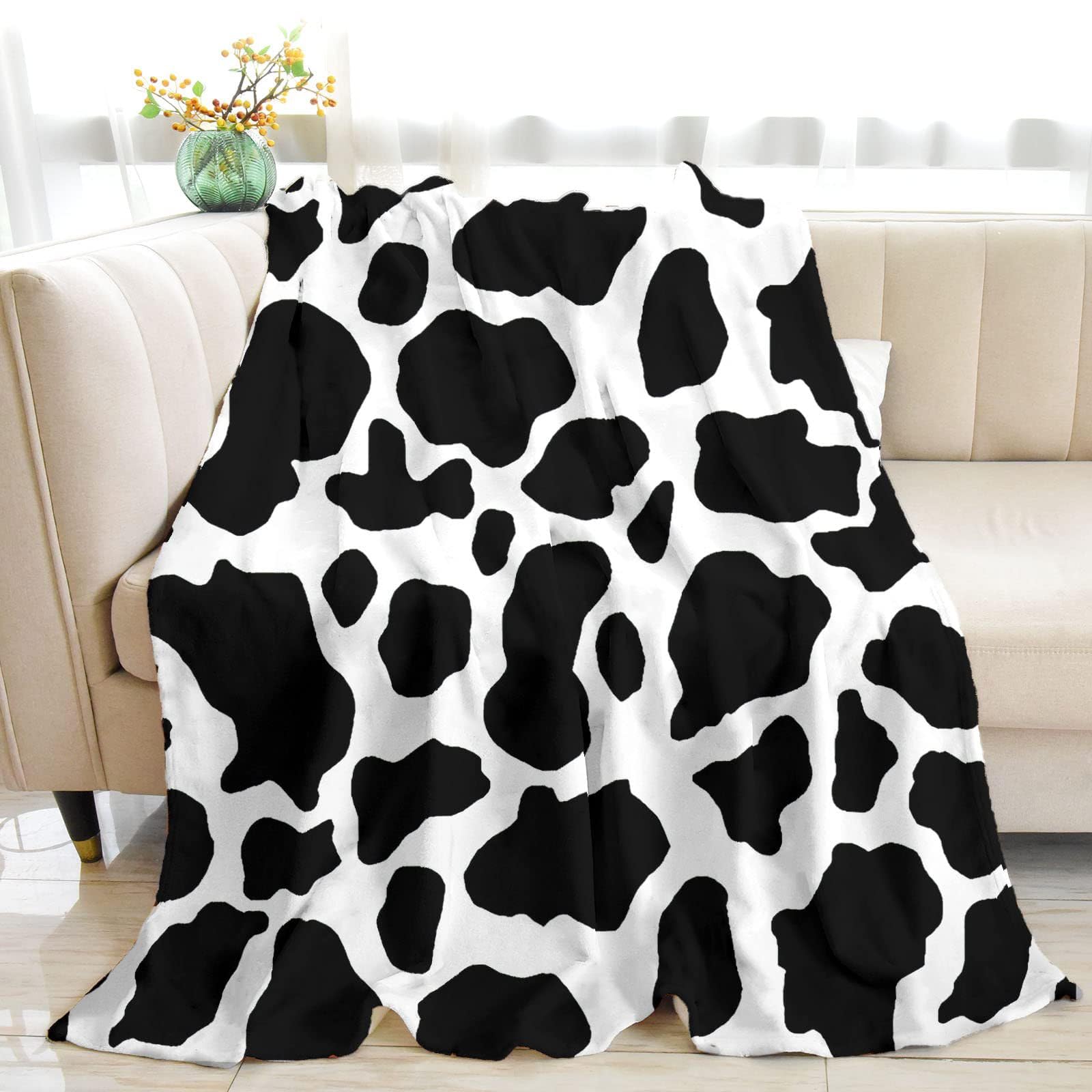 Couverture en flanelle vache anti-froid pour grand lit de chambre