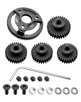 48P 76T Spur Gear Hardened Steel Transmission Gear with 27T 28T 29T 30T Pinions Gear Fit for Traxxas 1/10 RC Slash 2WD Stampede 2WD Rustler 2WD Bandit 2WD Slash VXL Bandit XL-5 F-150 SVT