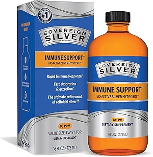 Sovereign Silver Immune Support - Colloidal Silver, Bio-Active Silver Hydrosol, 10 ppm, Liquid Twist Top, 16 Fl Oz, (473 mL)