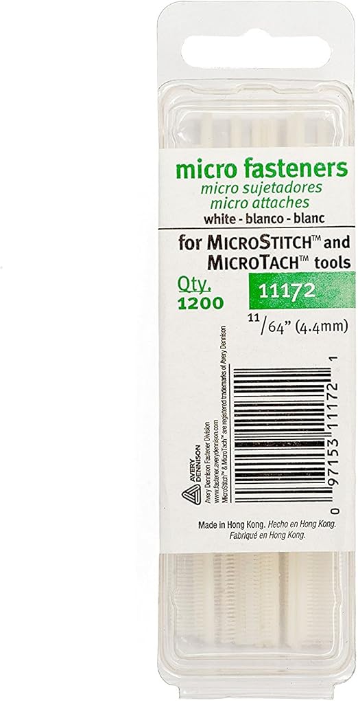 Avery Dennison 111720 4.4mm Micro Stitch Fastener Refills, White