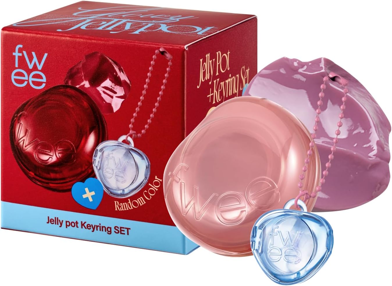fwee Glowy Jelly Pot + Keychain SET | Dewy Jelly Lip & Blush Color, Tinted Glow Jelly Balm, Dewy Buildable Finish – Lavender Whip (Creamy Lavender) | 0.14 oz