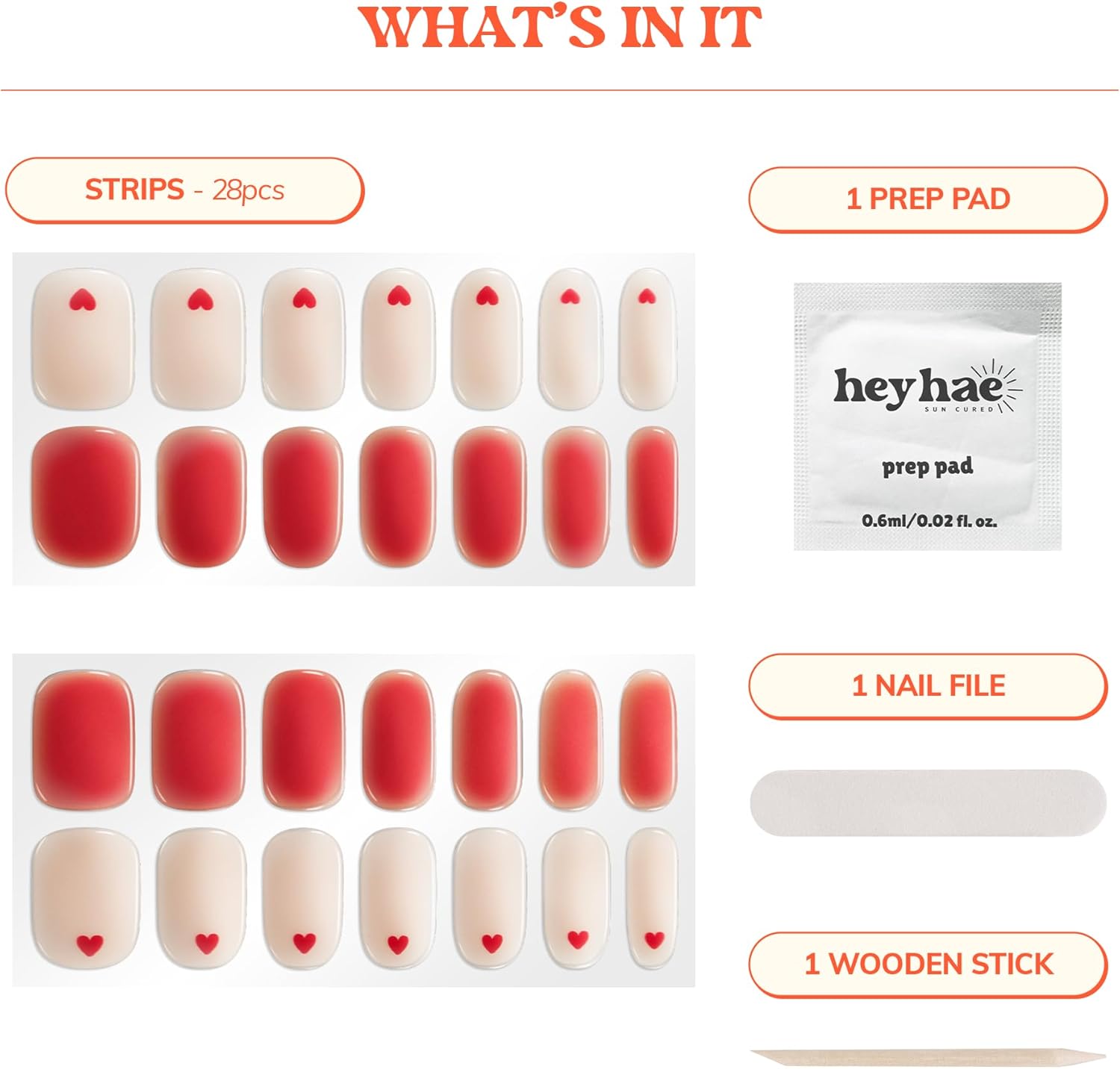 Heyhae Semi Cured Gel Nail Strips Assorted Bundle (3 Pack) | No LED Lamp Needed | Easy Apply & Remove, Salon Quality | Includes Strips, Prep Pads, Nail Files & Wooden Sticks - Date Night