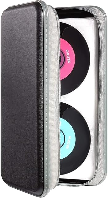 UENTIP CD - C'est une affaire.96 Capacité DVD Supporter Organisateur Sac de rangement Portable Game Music Movie CD Housse portefeuille pour enfants Home Car Travel (noir, 96)