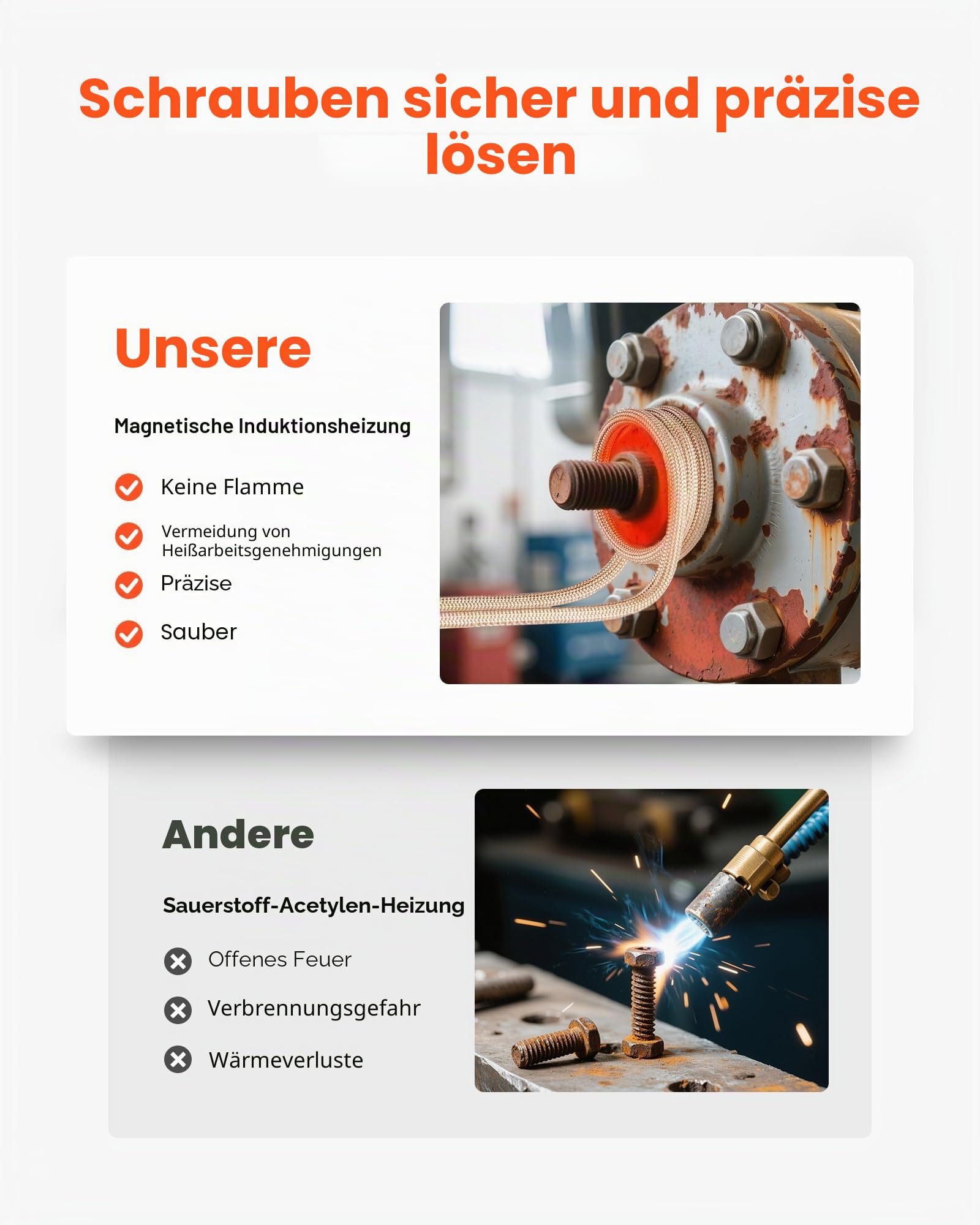 VEVOR Induktionsheizgerät zum Entfernen von Schrauben, 1100 W, 230 V, magnetisches Induktionsheizgerät-Set, Hand-Mutternlöser-Werkzeug, Mini-Heizgerät zum Entfernen von rostigen Schrauben