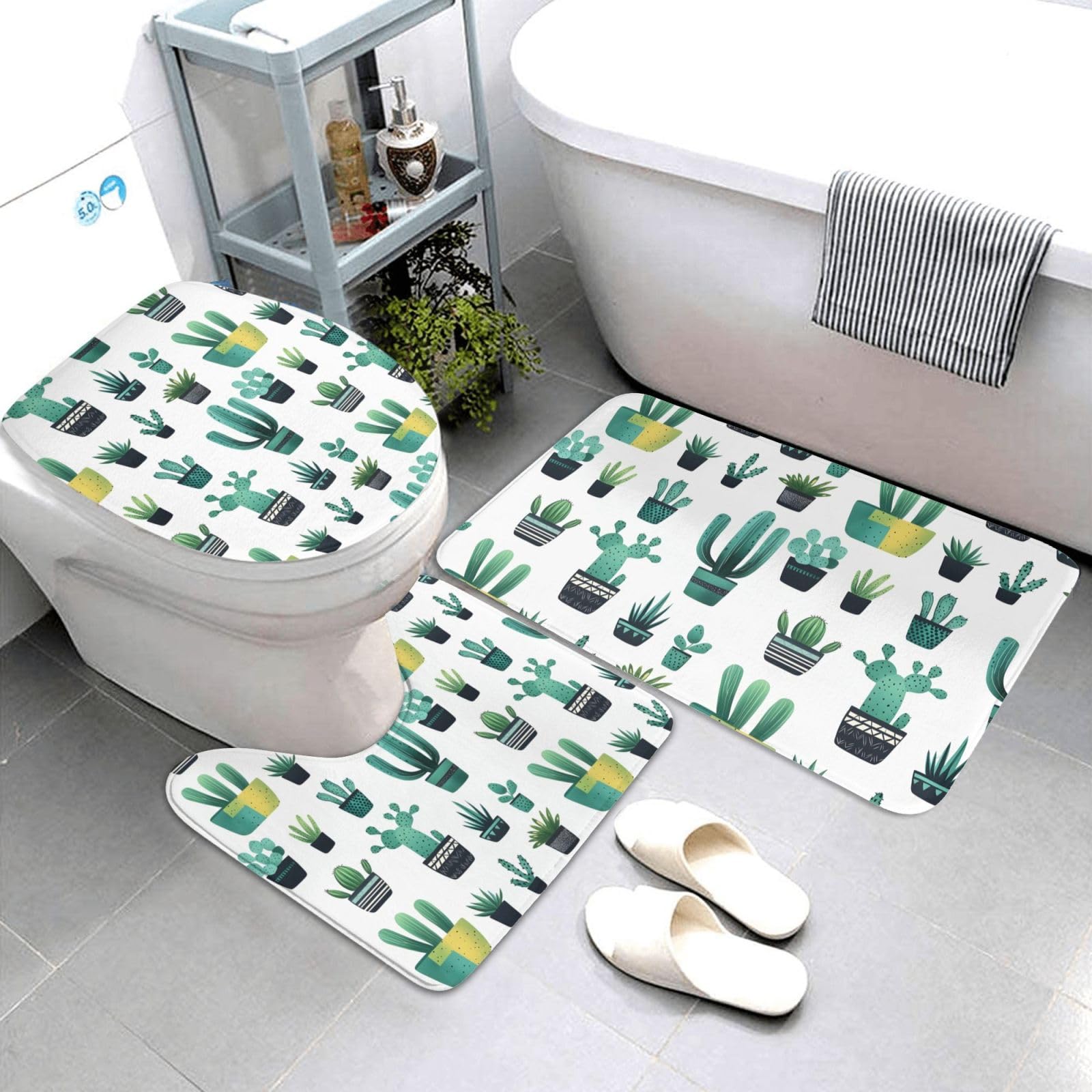 Tapis de douche doux style cactus pour une salle de bain zen