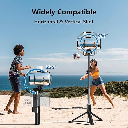 Miniatura 3 de Selfie Stick, trípode retráctil de 40 pulgadas para teléfono con control remoto inalámbrico y luz, trípode portátil para selfie stick para
