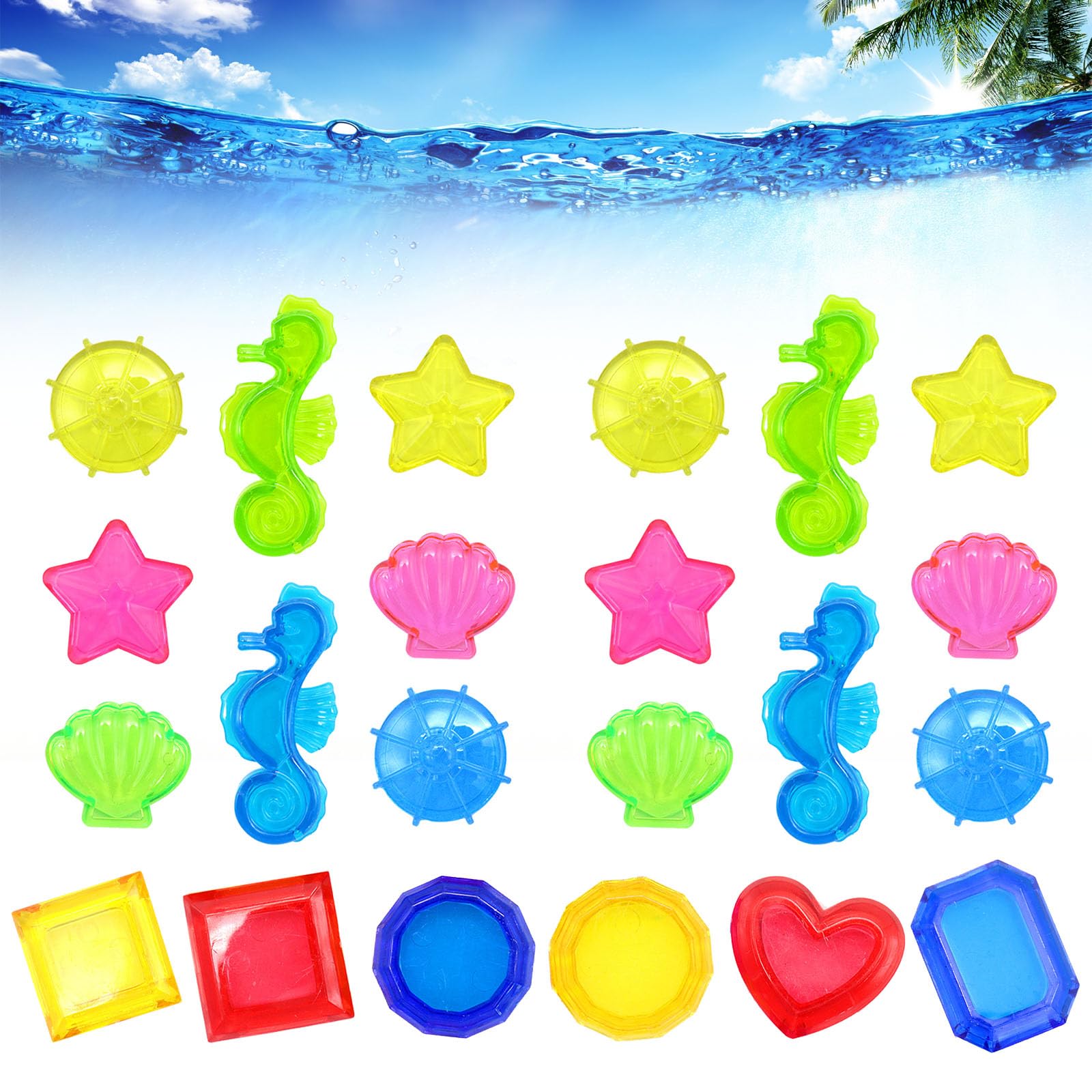JoyeríA Para Buceo,Juguete De InmersióN Para NiñOs,Verano Flotante,Piedras Preciosas SubacuáTicas,Gema De Buceo Que Se Hunde,Piedras Preciosas AcríLicas Coloridas,Juguetes SubacuáTicos,22pcs