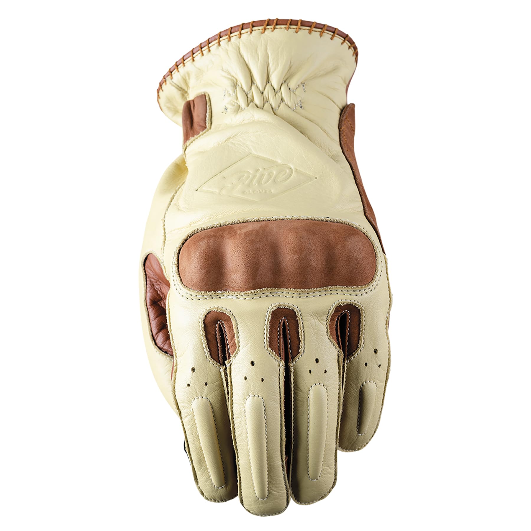 FIVE 830422 Gants de Moto Custom Vintage Homologués 1KP, OKLAHOMA, Beige, L