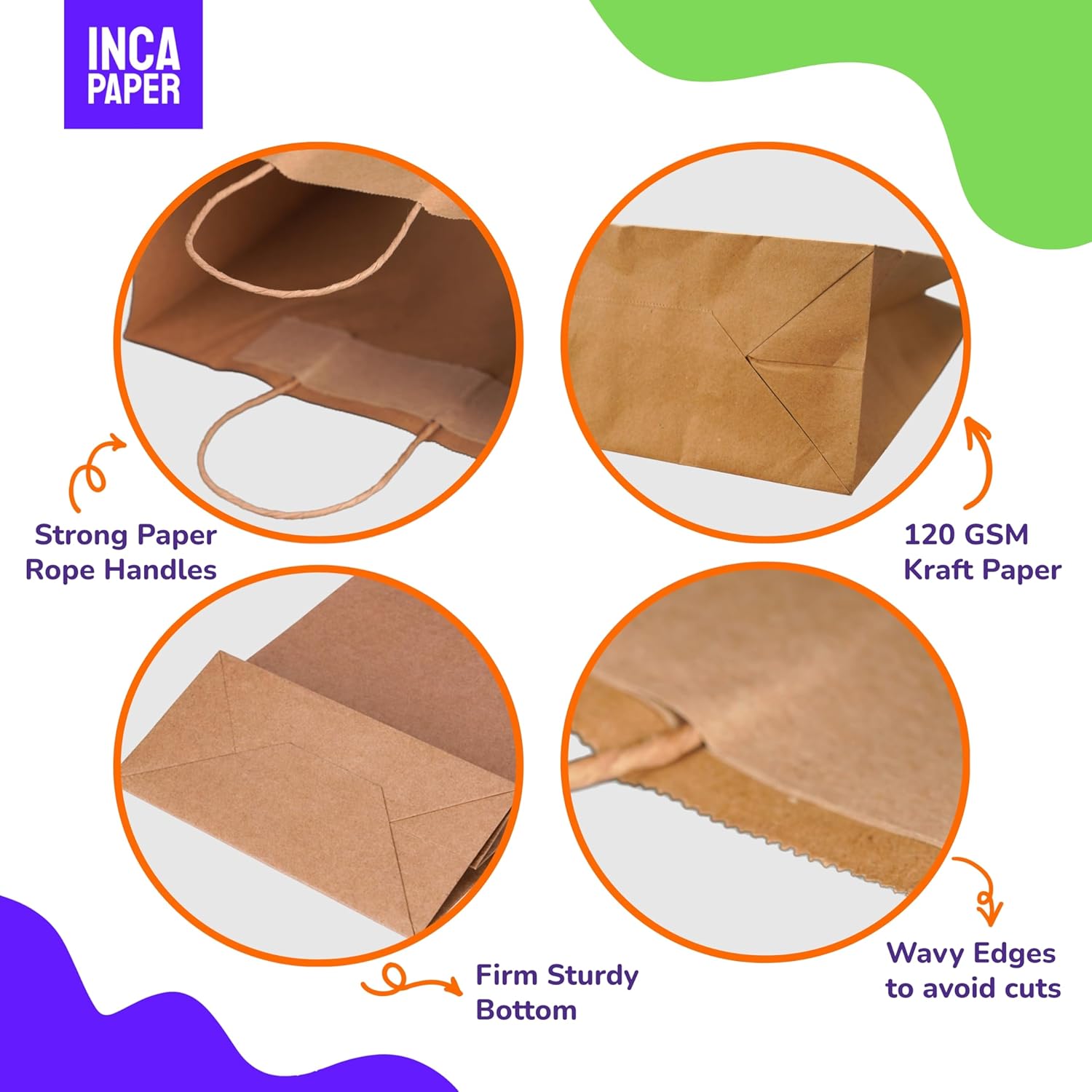 100 Kraft (Brown) Large Paper Bags with Handles of 10" x 5" x 13" | Shopping Bags for Small Business, Food, Grocery Retail, Merchandise | Bulk DIY Gift Bags Wedding, Birthday, Party Favor