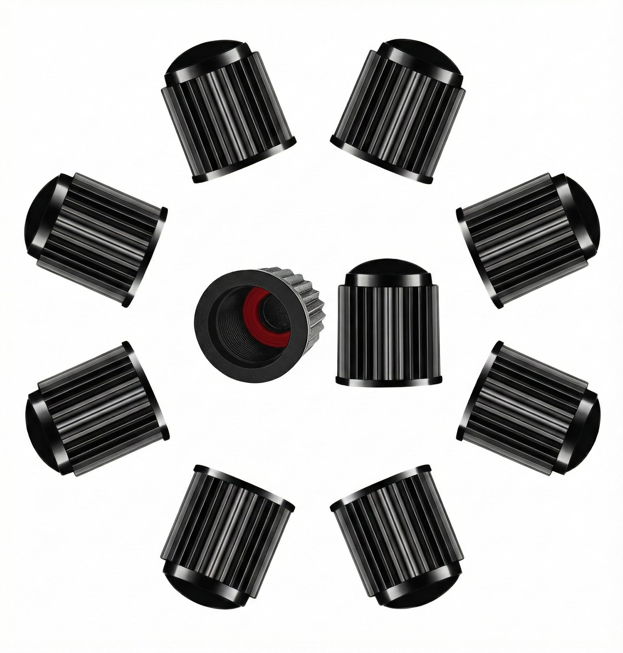 ZYOC 10 PCS Tyre Dust Valve Caps with O-Seal Ring, Universal Stem Dust Cover Caps For Car Tyres, Bikes, Trucks, Heavy Duty Airtight Seal, Screw-On, Tyre Wheel Hub Caps, Car Accessories