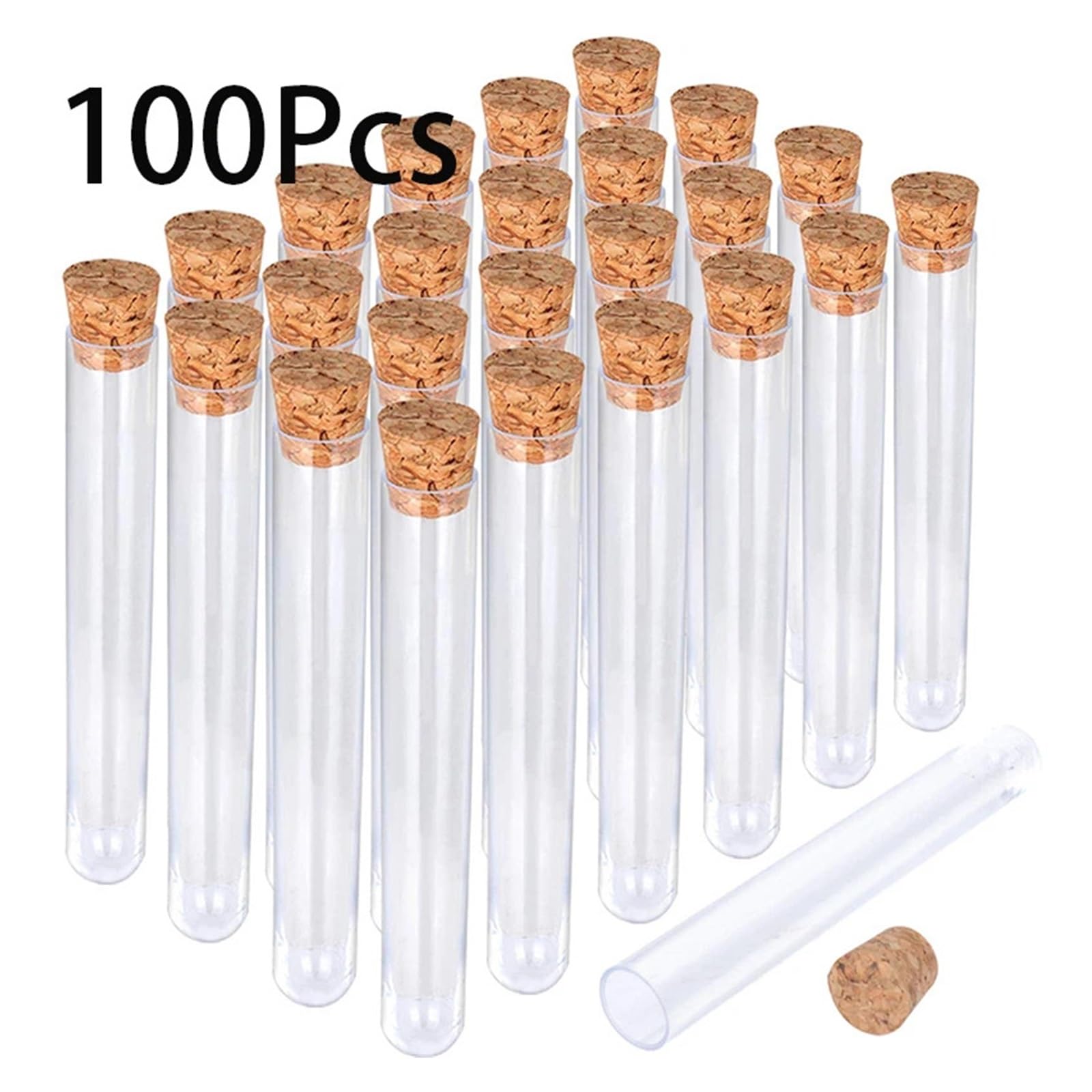 yingyingjia 100 szt. 10 ml 15 x 100 mm laboratoryjne przezroczyste plastikowe probówki z korkami do laboratorium ślubnego i szkoły