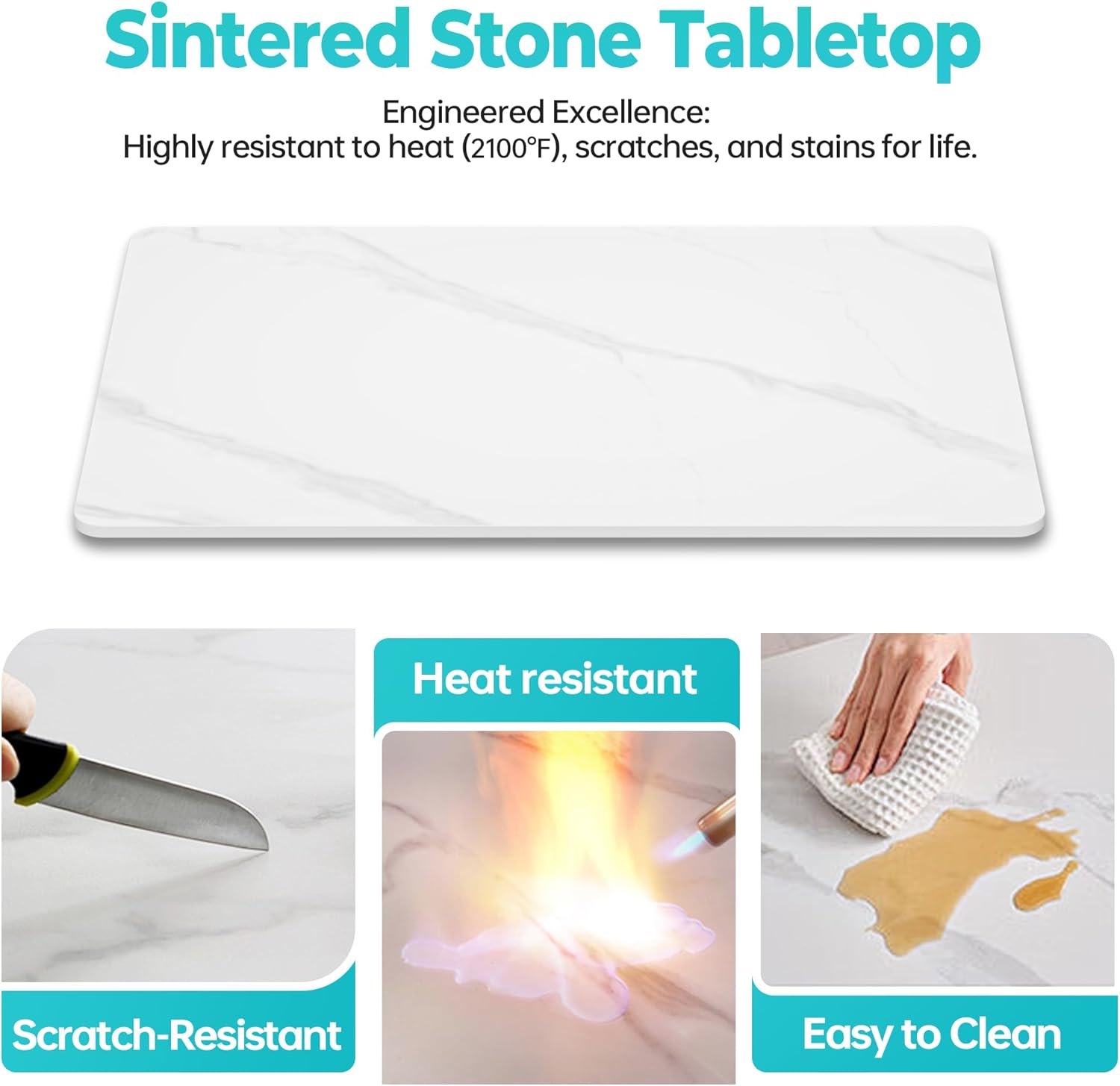 35.4"x23.6" Black Rectangular Sintered Stone Table Top - DIY Replacement Cover for Kitchen Renovation, Marble Texture, Heat & Scratch Resistant for Indoor/Outdoor Restaurant Tables & Desks