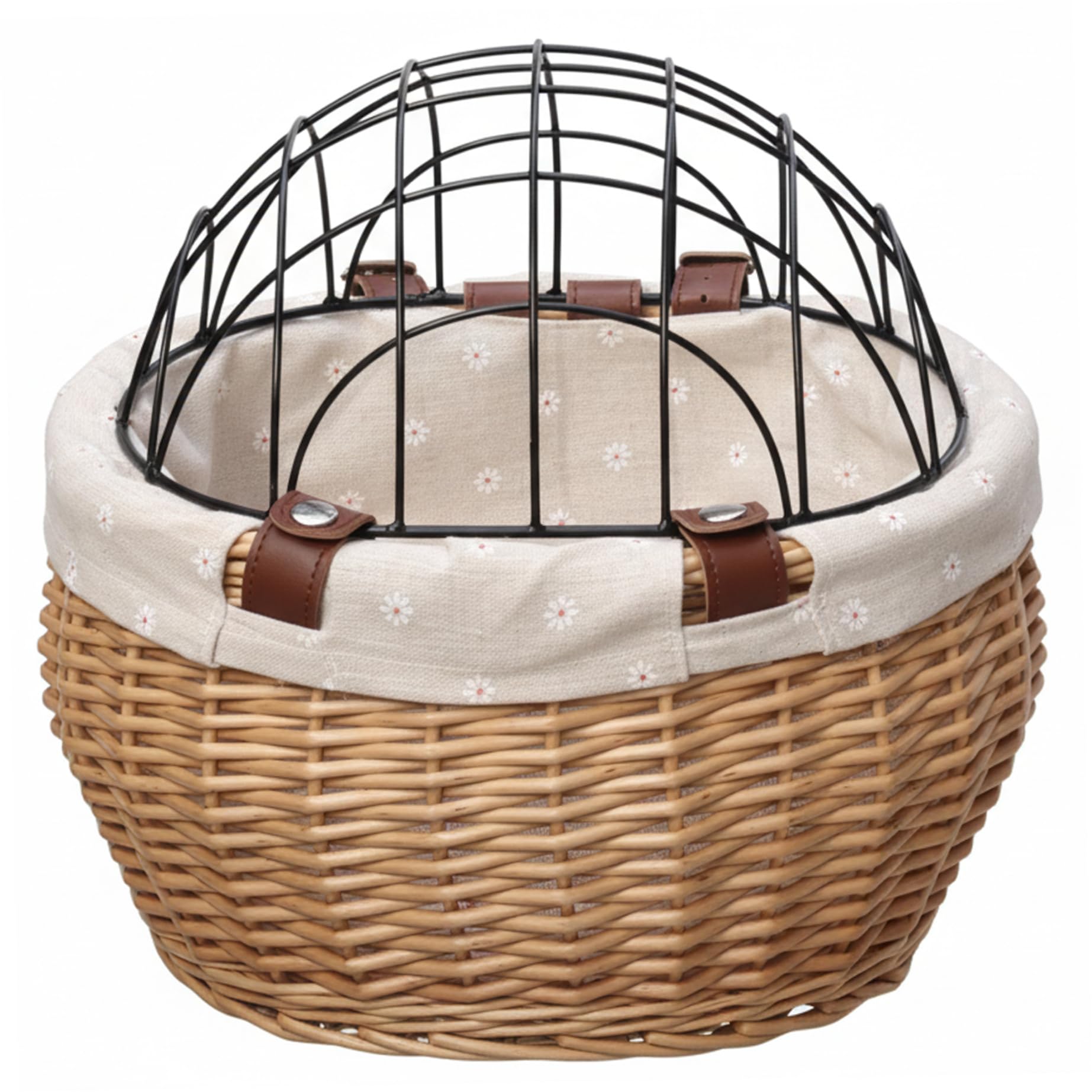Cesta de Mimbre Segura para Bicicleta de Perro, 12x10x8 Pulgadas, con Cubierta, Soporte para Bicicleta, transportador de Mascotas para Perros pequeños y Gatos, Cesta de Almacenamiento