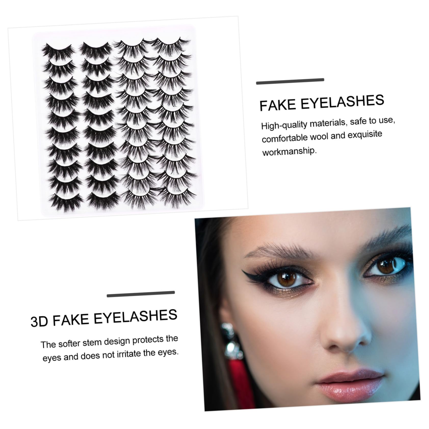 FOMIYES 60 Paia Ciglia Croce Stereo Ciglia Folte ia Finte Naturali ia Di Trucco Delle Donne ia Fitte 3d Incrociare Le ia Finte 3d Imitazione Black