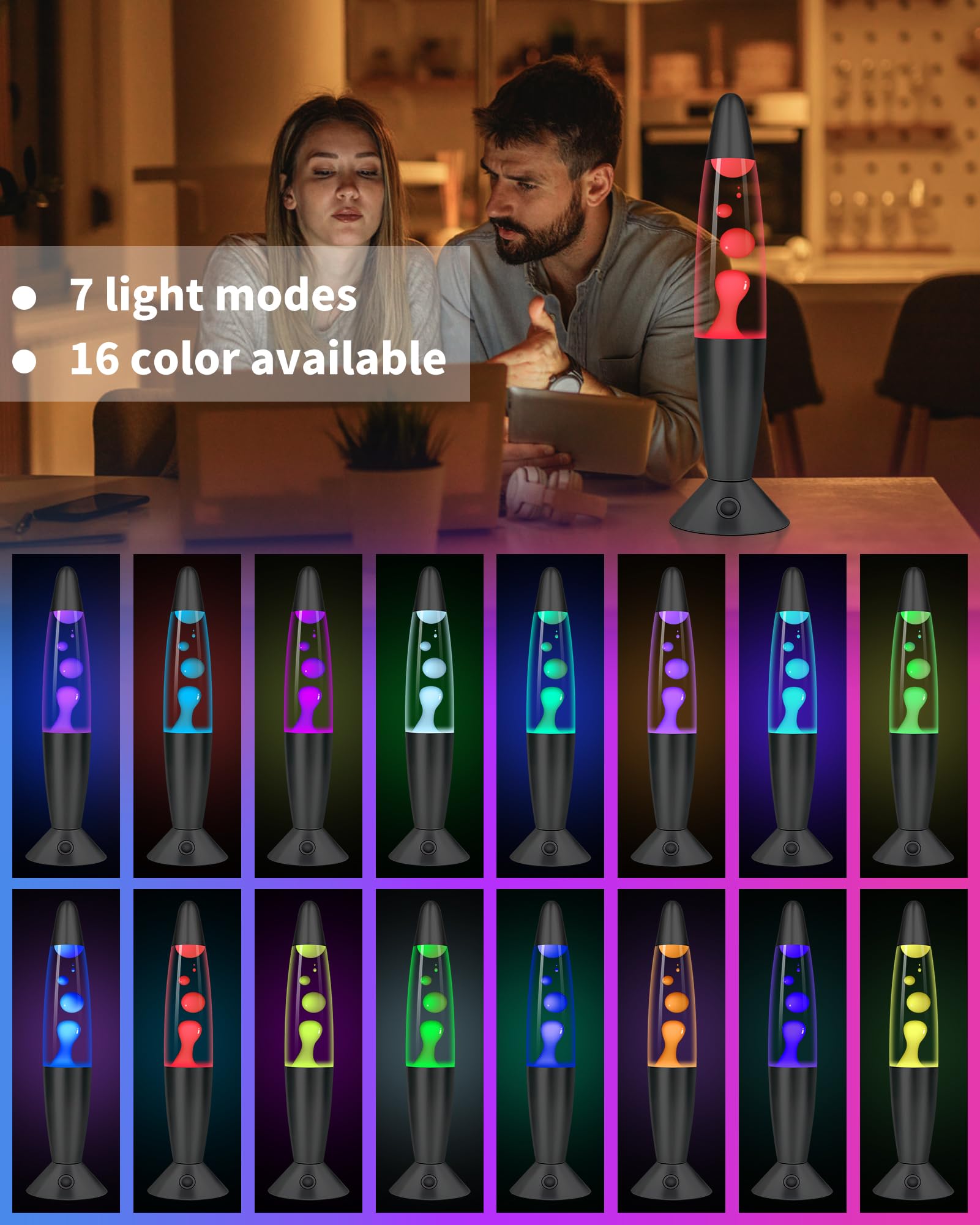 Black Liquid Motion Lamps 17 Colors Changing with Remote, 13.5