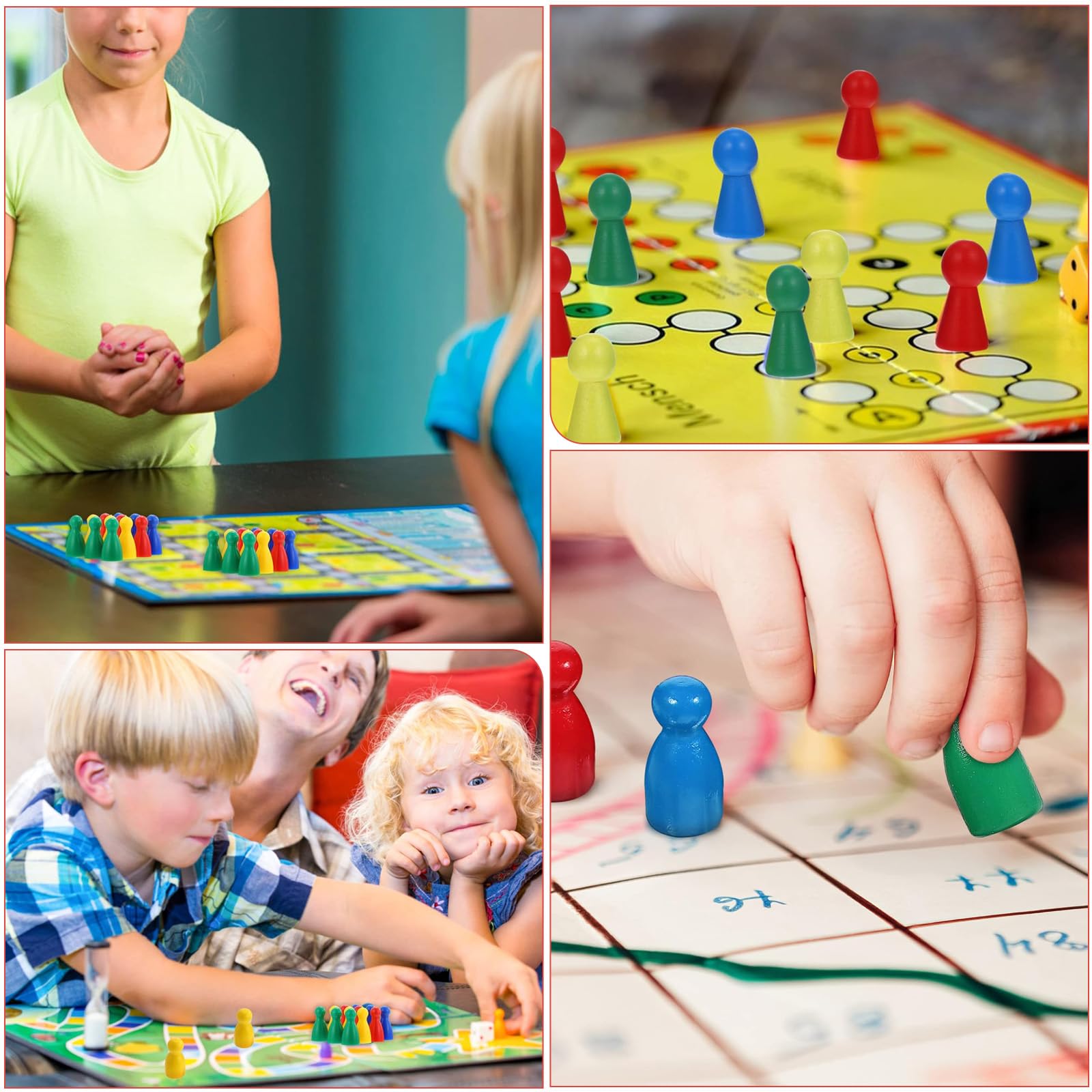 4 Farben 160 Stücke Holz Spielfiguren für Brettspiele Spielsteine Bunte Schachfiguren Halma Spiel mit 16 Würfel Inklusive Aufbewahrungstasche Klassisches Design Geeignet für Mehrspieler-Brettspiele
