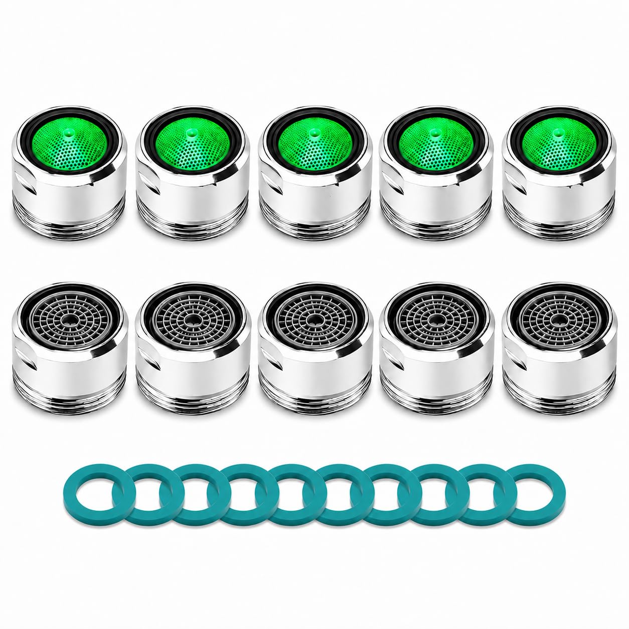 10PCS Mousseur Robinet M24 en Laiton, Aérateur avec Filtre Amovible, Économiseur d’Eau, Jet Doux Stable pour Cuisine et Salle de Bain