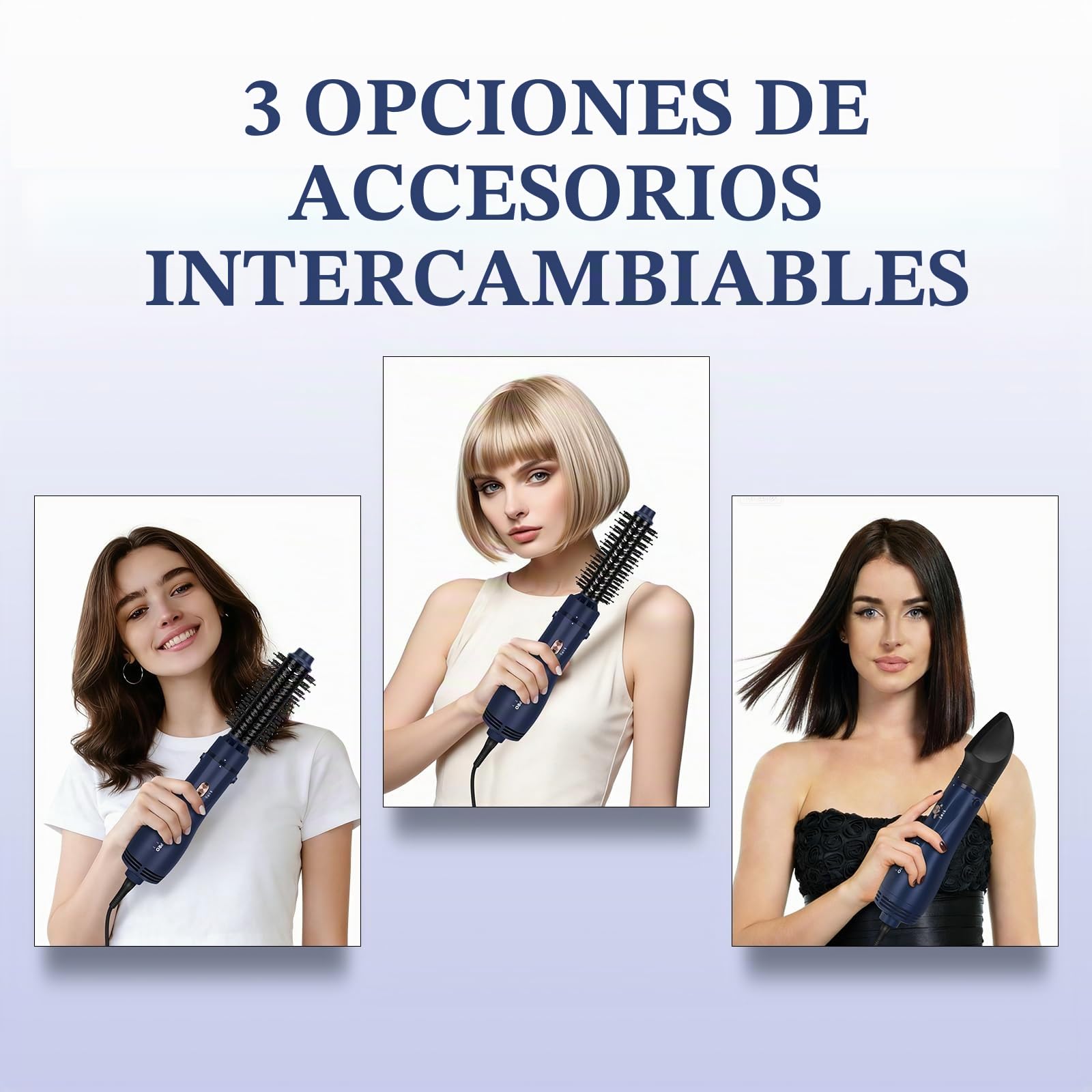 PARWIN PRO BEAUTY Cepillo de aire 4 en 1, moldeador, cepillo para secado con secador para peinar en un solo paso, volumen rápido, rizos, alisado, 3 temperaturas, cuidado iónico, 1100 vatios, Azul