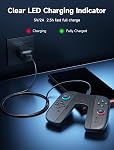 JSAUX Switch 2 Charging Grip for Nintendo Switch 2, Magnetic Grip Controller Compatible with Switch 2 JoyPad, Play While Charging with LED Indicator& 1.5m/4.9ft Charger Cable (Charging Grip)