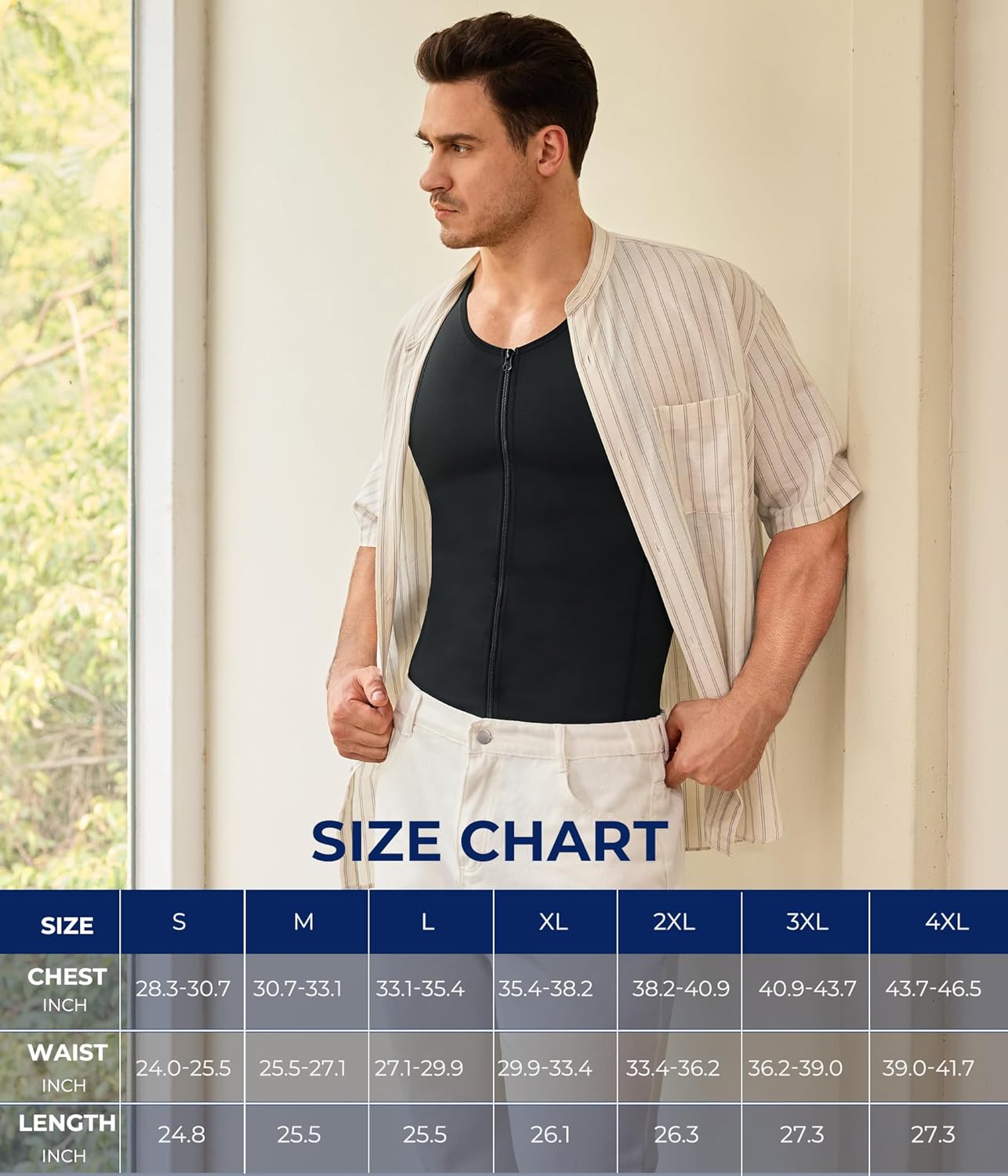 TAILONG Men Compression Shirt for Body Slimming Tank Top Shaper Tight Undershirt Tummy Control Girdle - Image 6