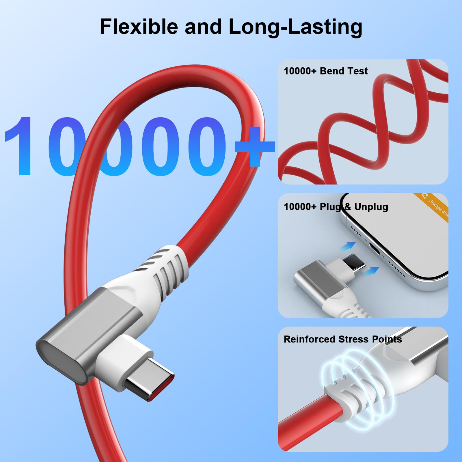 COOYA Supervooc USB-C-Ladekabel, 125 W, für OnePlus 10T, 9 Pro, Nord, 2T, 8T, 7T, 65 W, Warp Dash Charge, 1,8 m, Typ-C-Kabel, rechtwinklig, PD, Schnellladekabel, Datentransferkabel für iPhone/Samsung